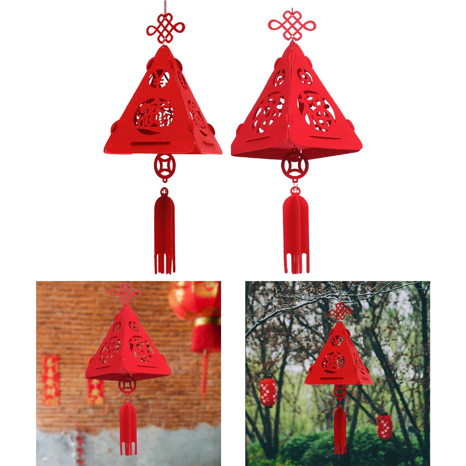 3xChinese Lantern Red Lantern 3D Lantern for Spring Festival New Year Decor Fu