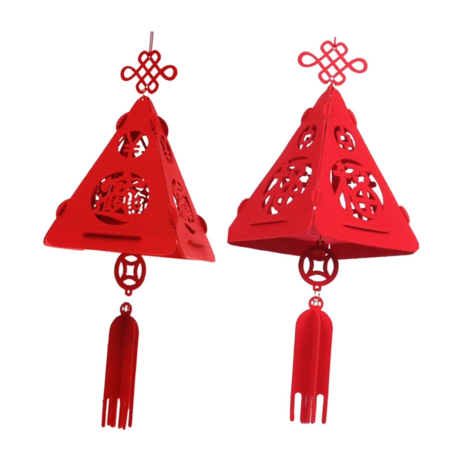 3xChinese Lantern Red Lantern 3D Lantern for Spring Festival New Year Decor Fu