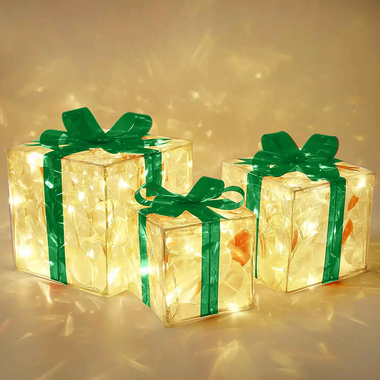 LED Lighted Gift Boxes Battery Operated Light up for Yard Anniversaries 13cm