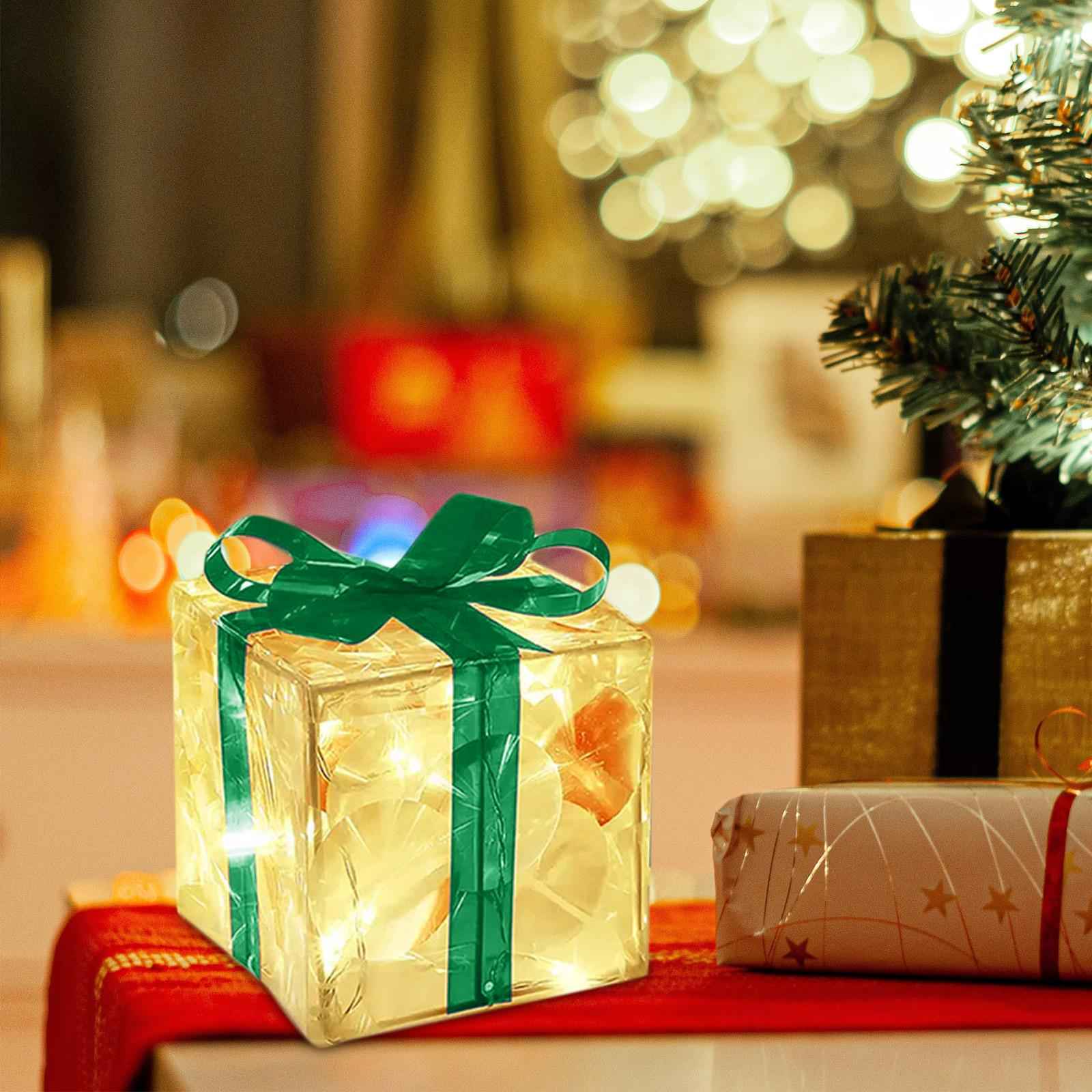 LED Lighted Gift Boxes Battery Operated Light up for Yard Anniversaries 13cm