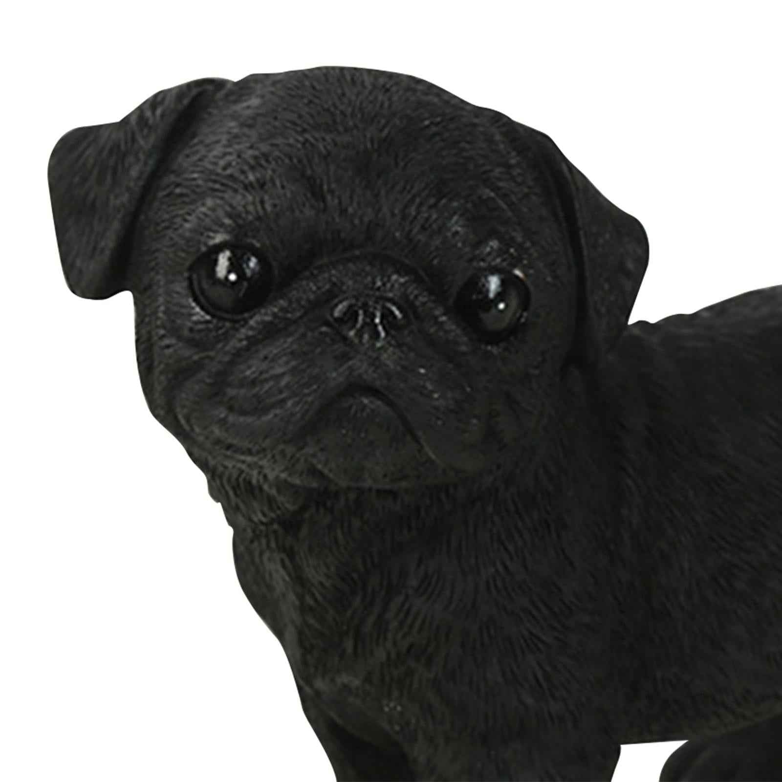 Pug Figurine Miniature Dog Statue for Auto Dashboard Living Room Black