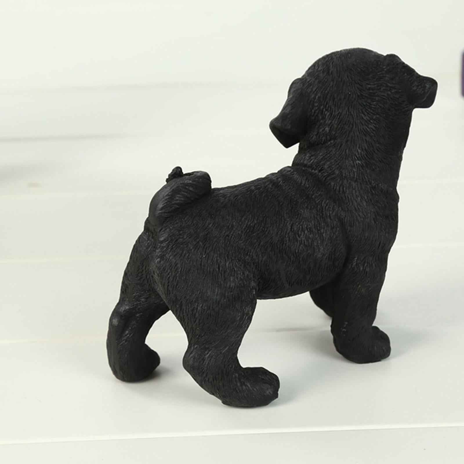 Pug Figurine Miniature Dog Statue for Auto Dashboard Living Room Black
