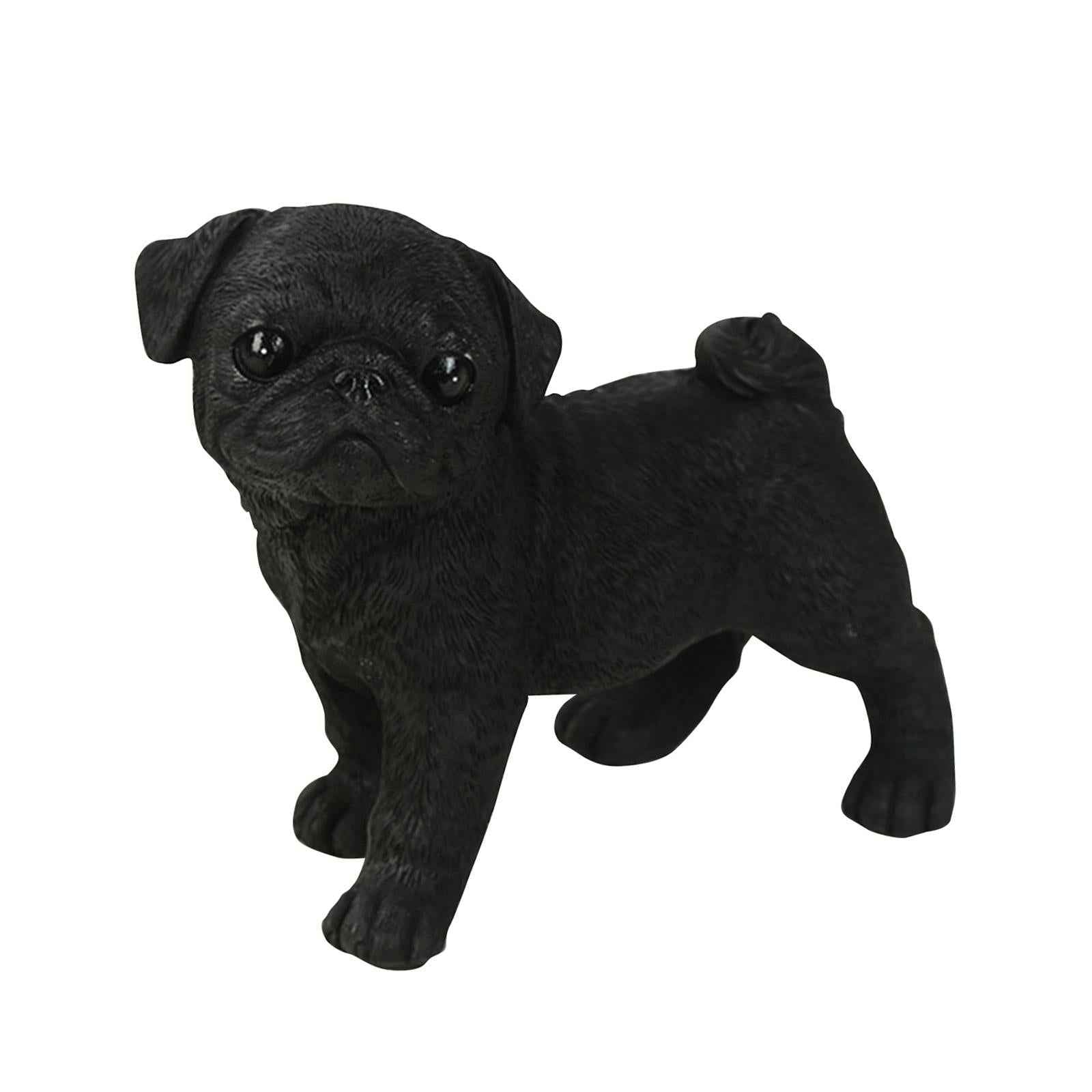Pug Figurine Miniature Dog Statue for Auto Dashboard Living Room Black