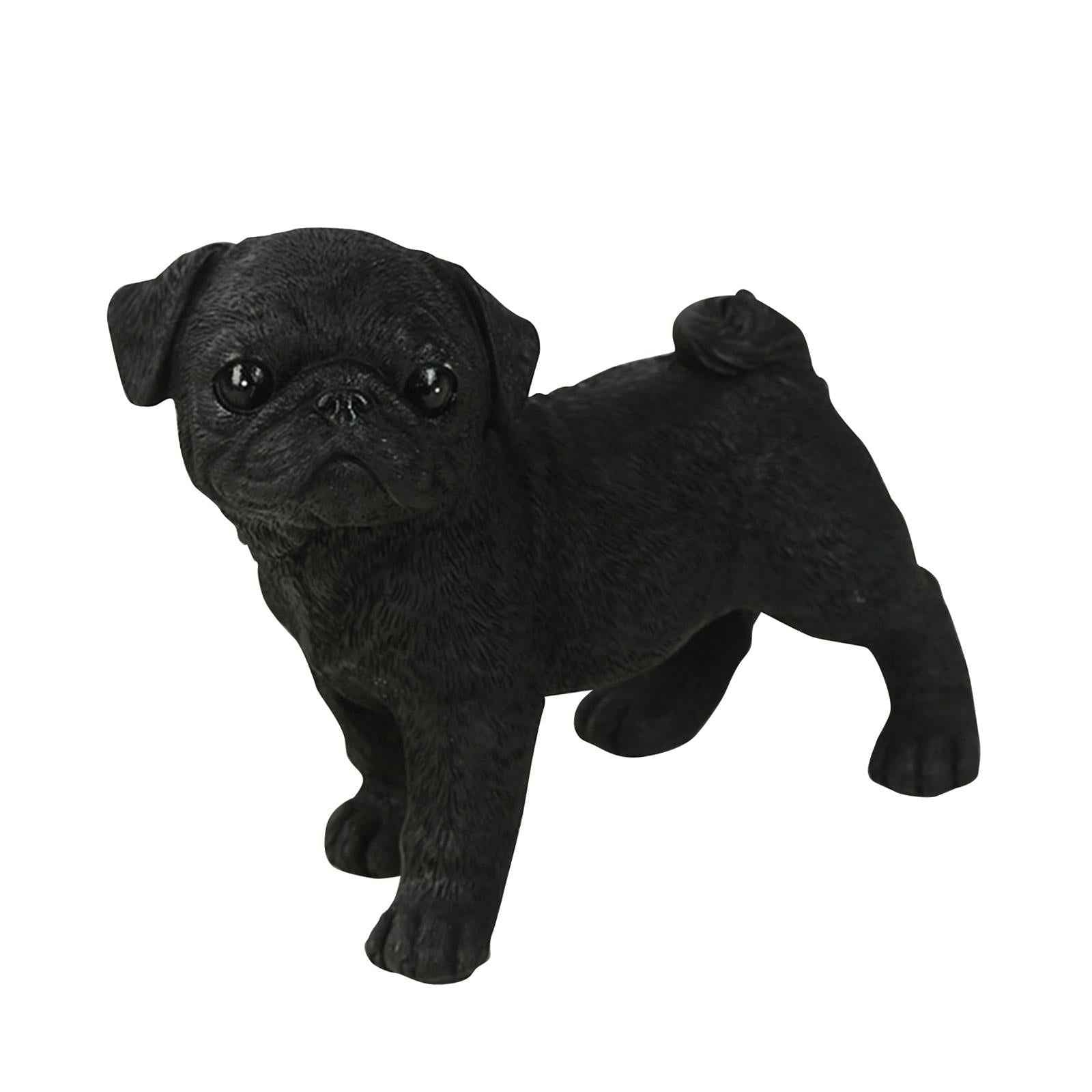 Pug Figurine Miniature Dog Statue for Auto Dashboard Living Room Black