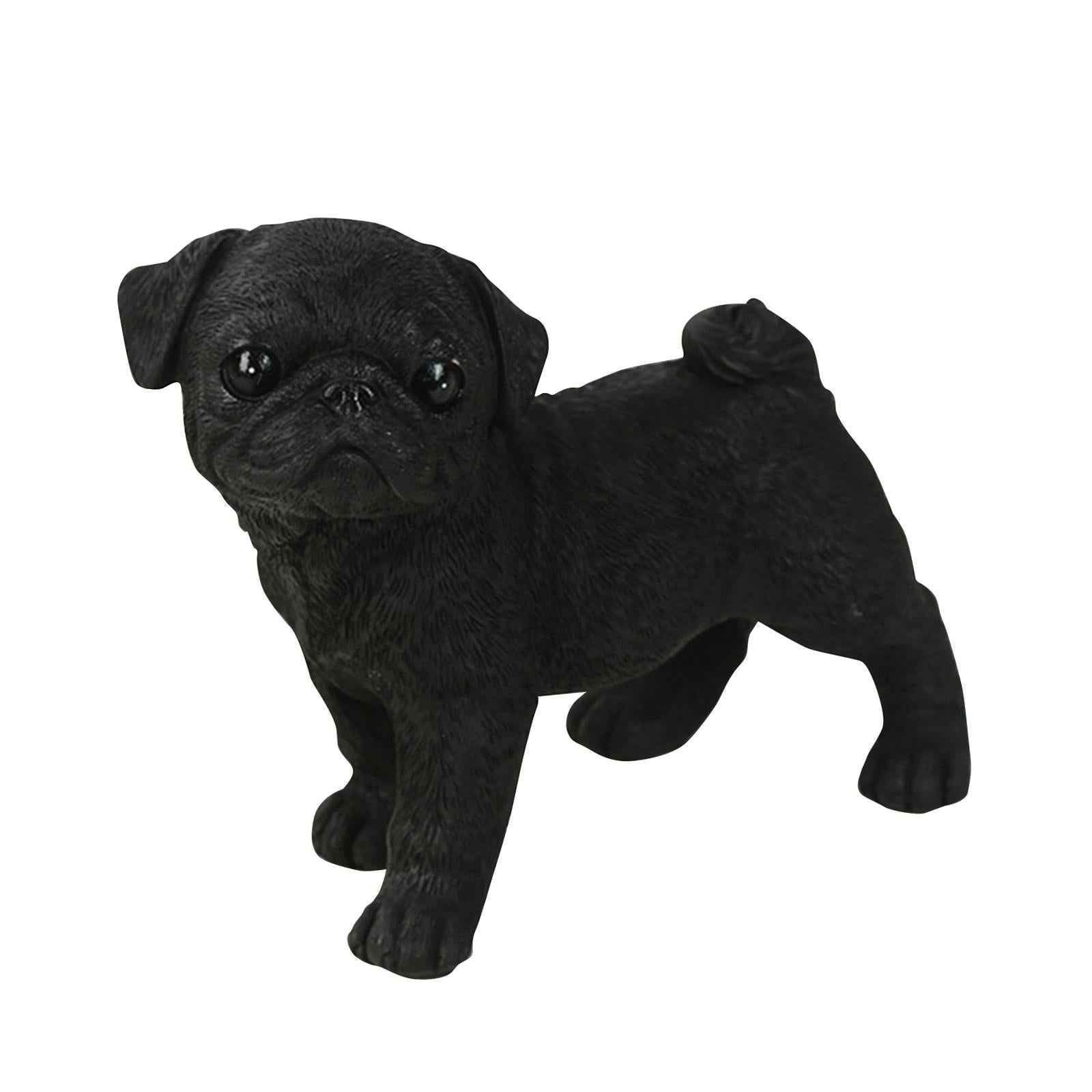 Pug Figurine Miniature Dog Statue for Auto Dashboard Living Room Black