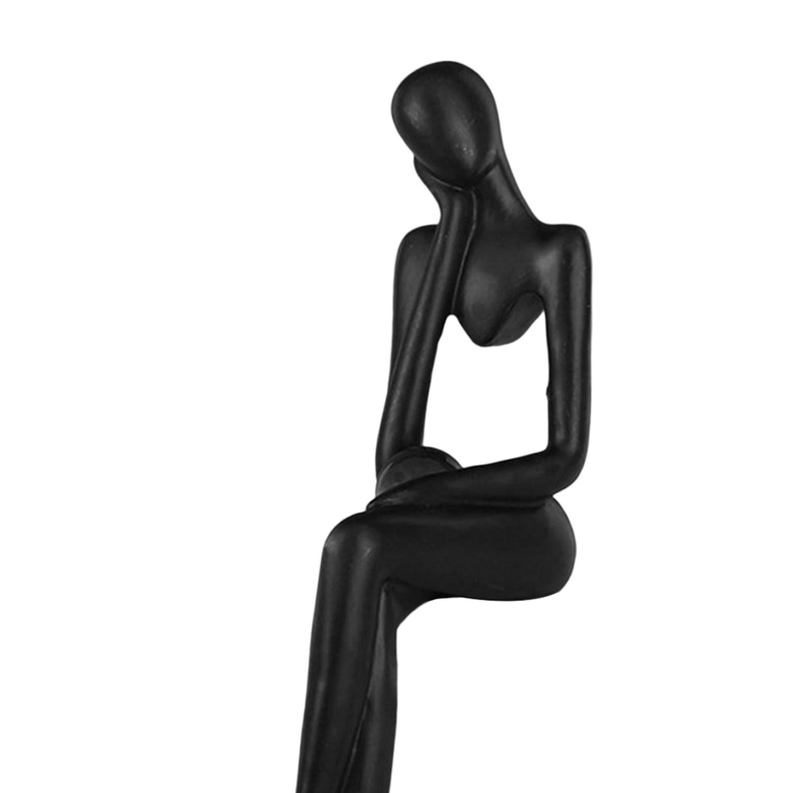 Thinker Statue Abstract Figurine Art for Living Room Bookcase Ornament Left Thinking