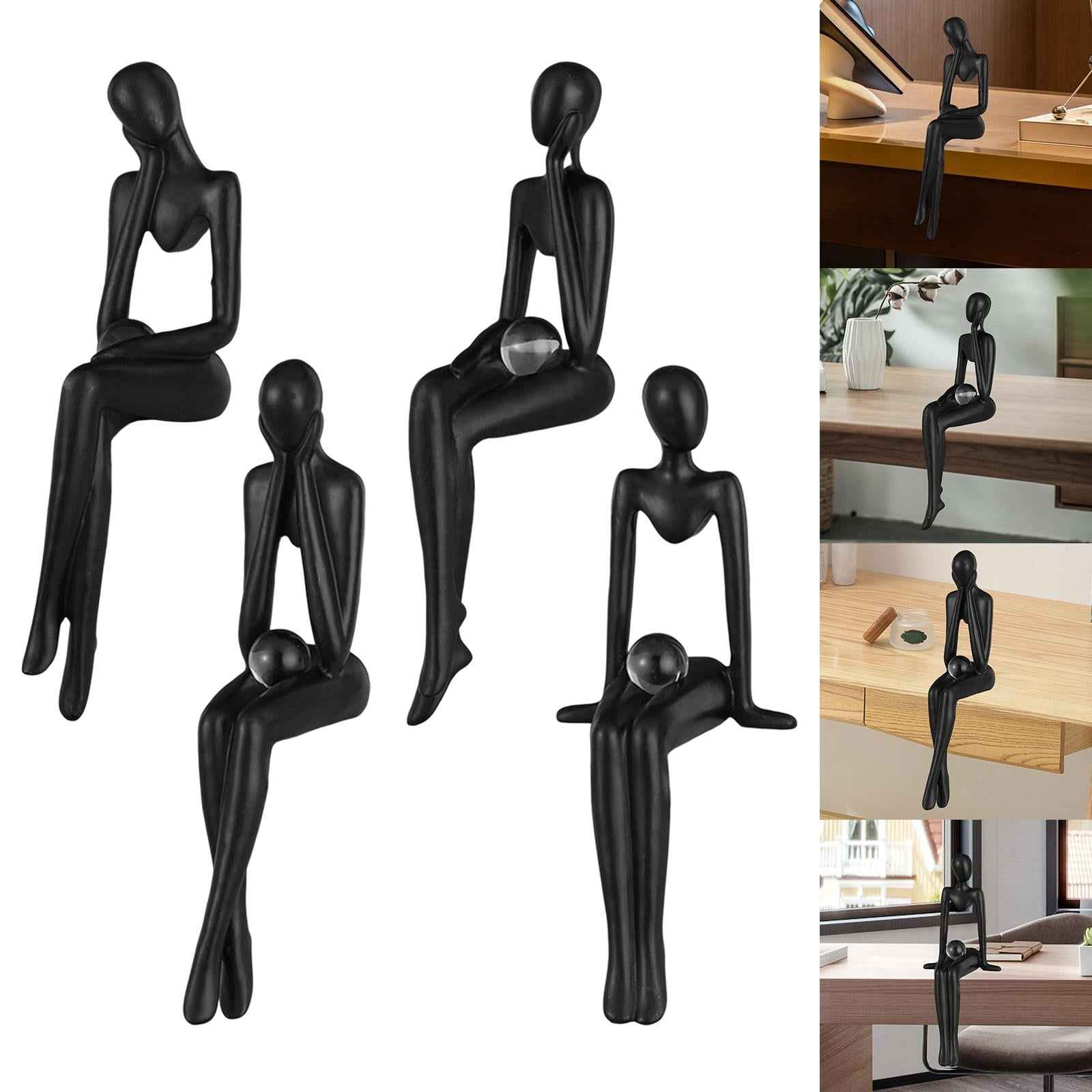 Thinker Statue Abstract Figurine Art for Living Room Bookcase Ornament Left Thinking