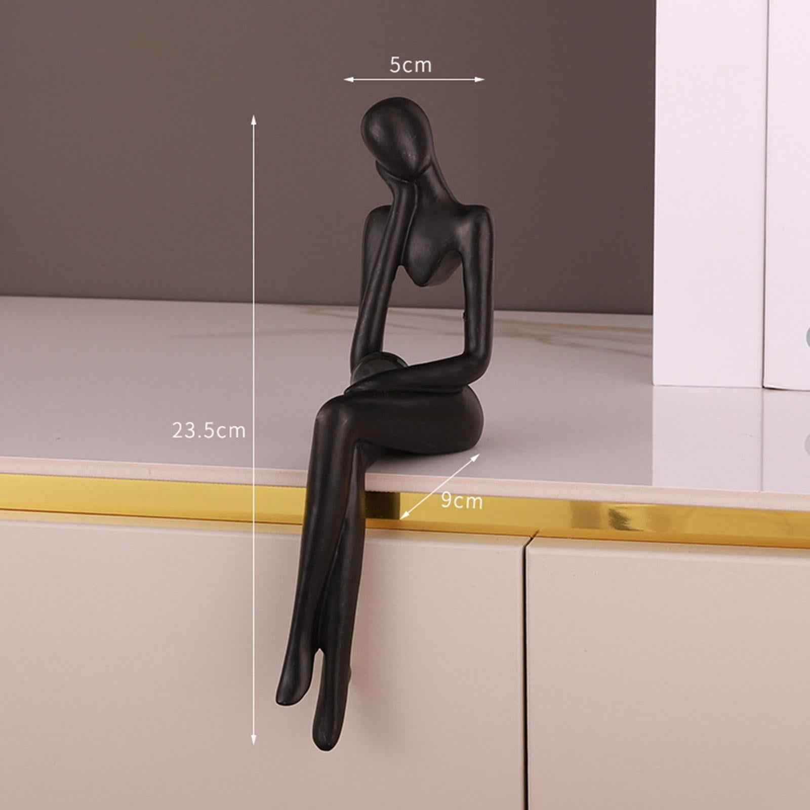 Thinker Statue Abstract Figurine Art for Living Room Bookcase Ornament Left Thinking