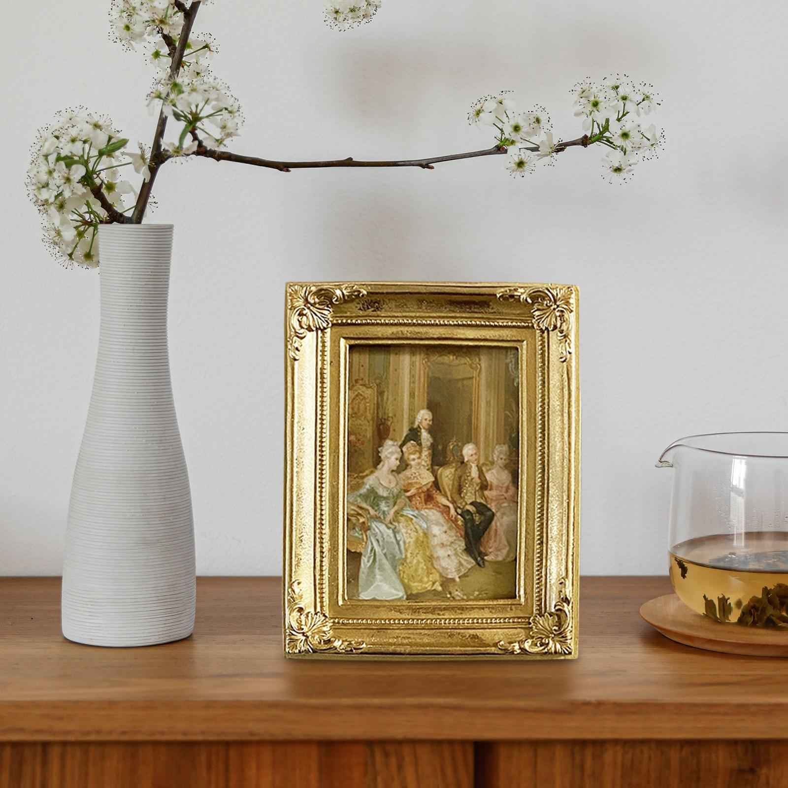 Resin Photo Frame with Easel Hook Flower Decorative Wall Home Picture Frame 15.5cmx19.5cm