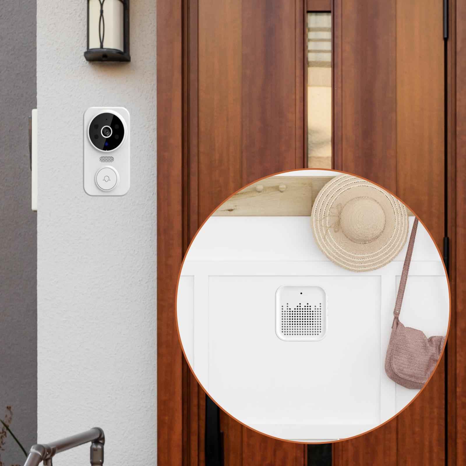 Wireless Doorbell Camera Two Way Calls App Control WiFi Doorbell Door Chime White