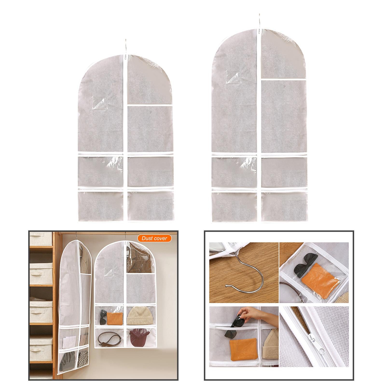 4xHanging Clothes Dust Bags Suit Dress Clear for T Shirts Windbreaker Sweaters 60x100cm