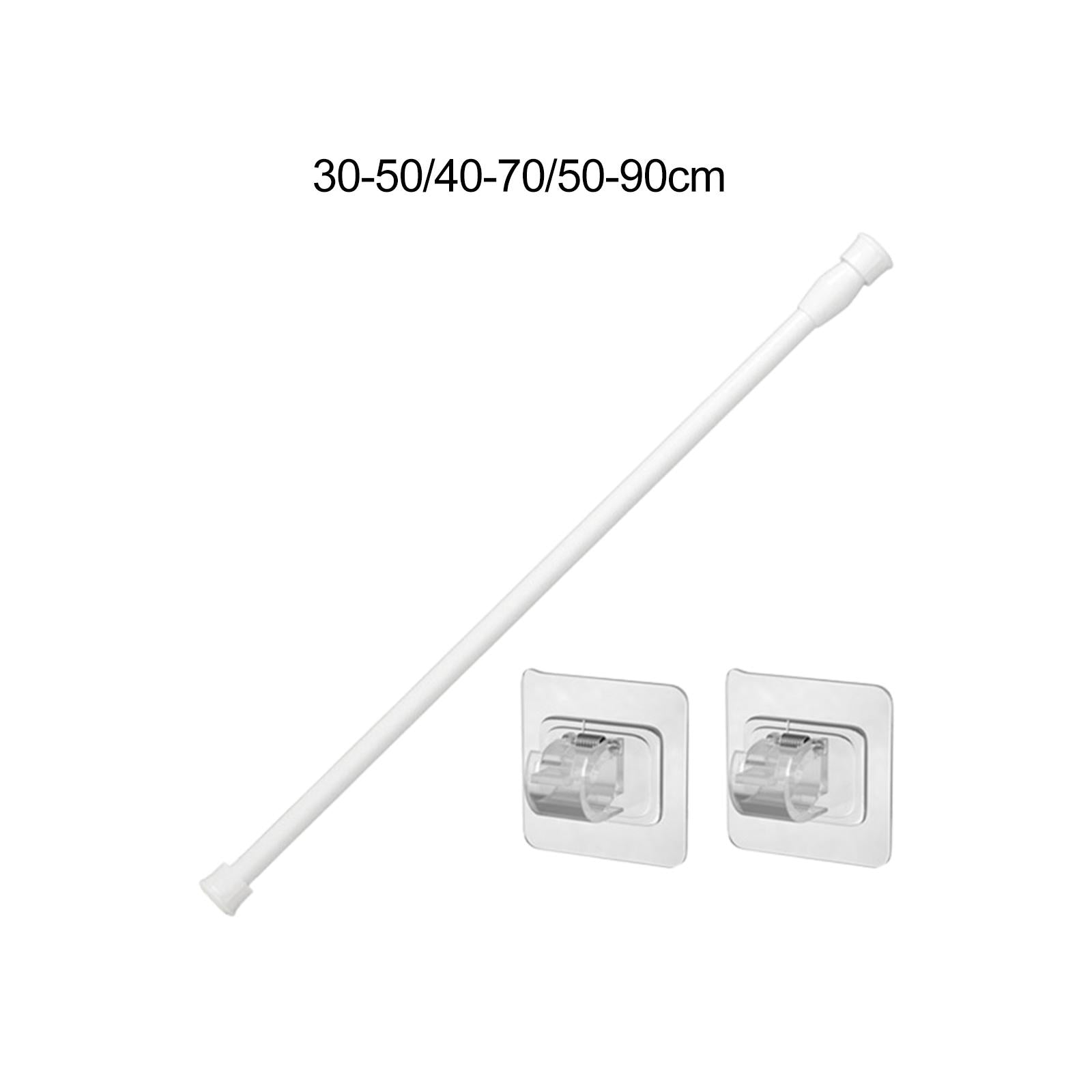 2xTelescopic Curtain Rod Spring Curtain Rod for Doorway Bedroom Cupboard 30cm to 50cm