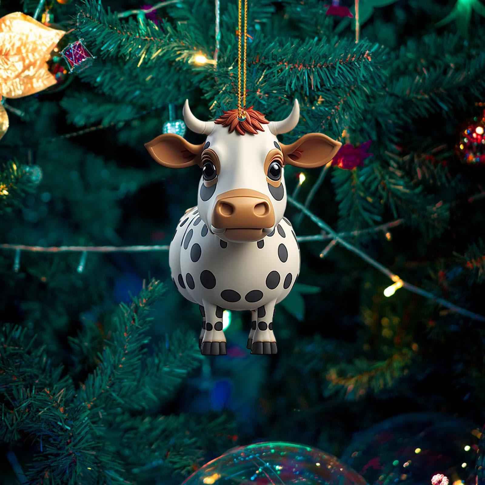 Cow Christmas Tree Decorations Home Photo Props Living Room Cow Car Pendants Style B