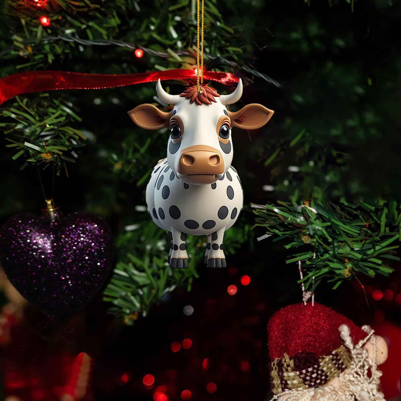 Cow Christmas Tree Decorations Home Photo Props Living Room Cow Car Pendants Style B