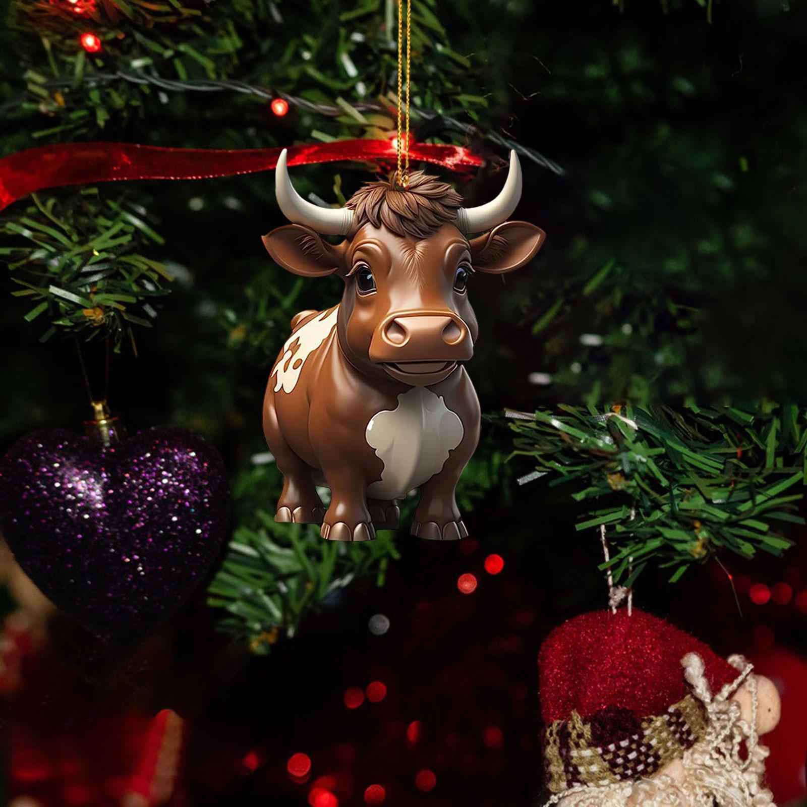 Cow Christmas Tree Decorations Home Photo Props Living Room Cow Car Pendants Style D