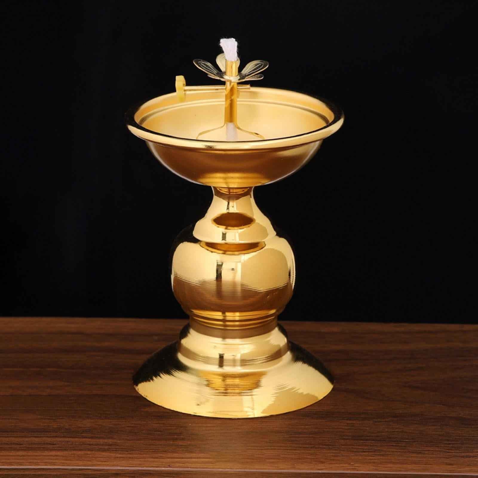 Ghee Lamp Holder Alloy Meditation Tea Light Holder for Desktop Bedroom Decor Style A