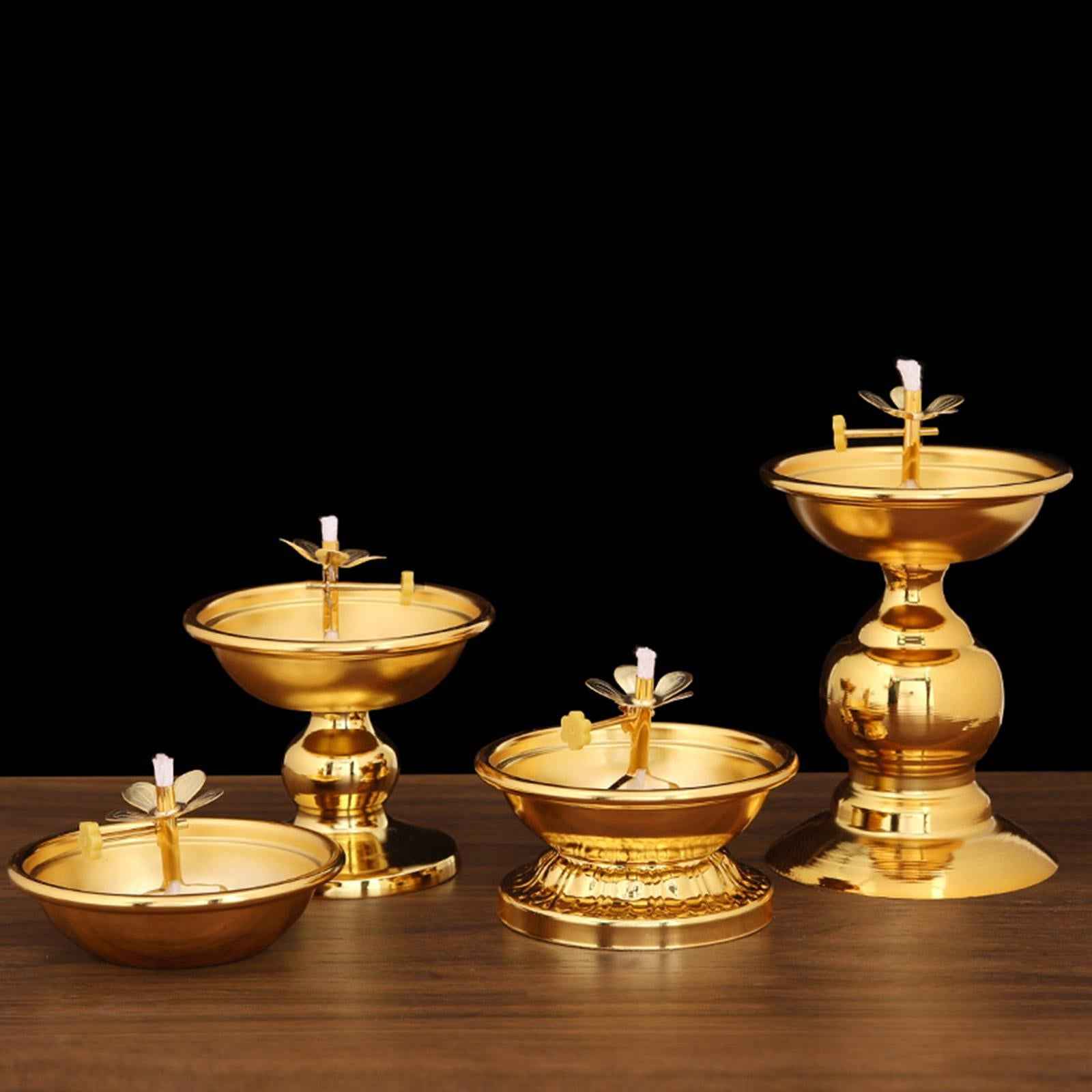 Ghee Lamp Holder Alloy Meditation Tea Light Holder for Desktop Bedroom Decor Style A