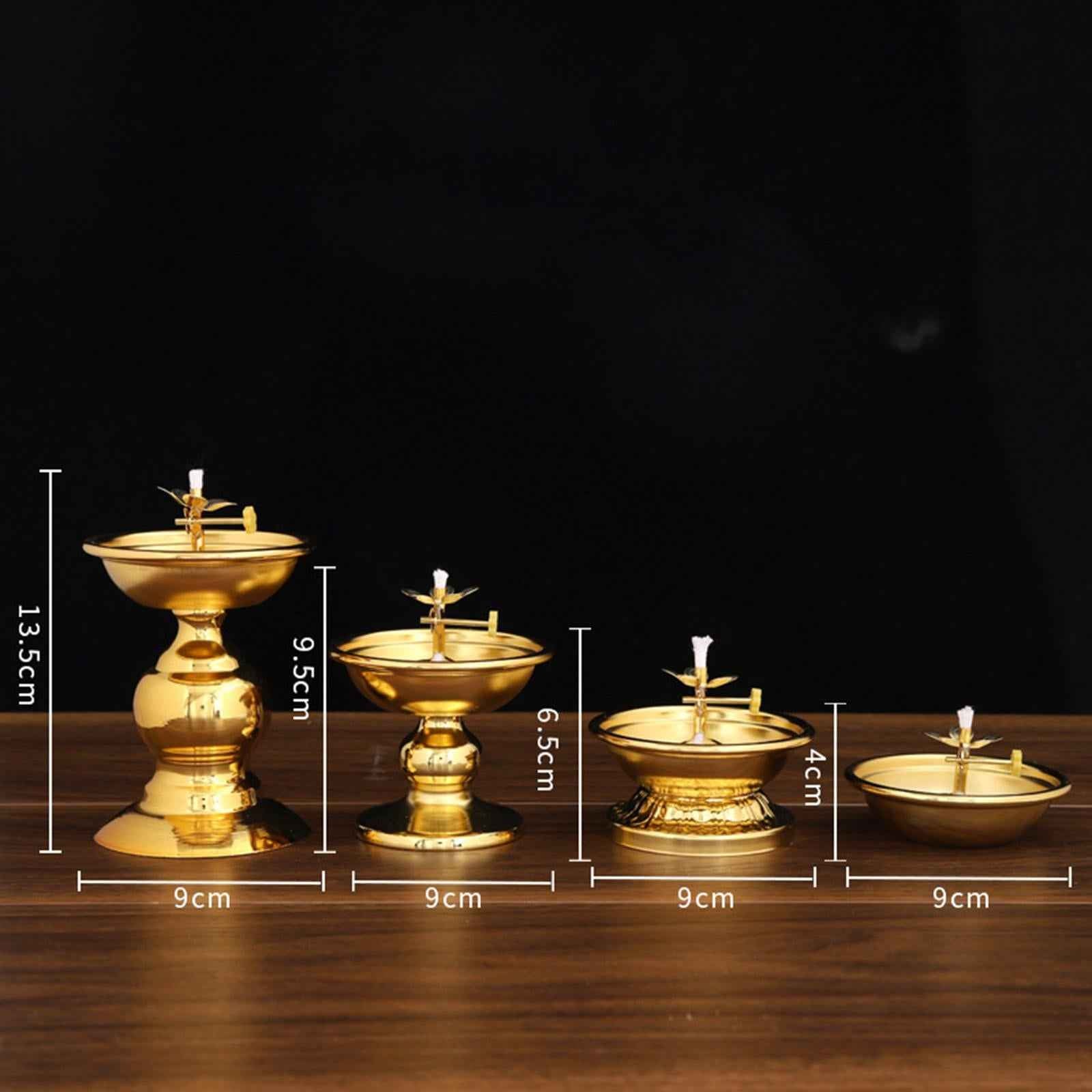 Ghee Lamp Holder Alloy Meditation Tea Light Holder for Desktop Bedroom Decor Style A