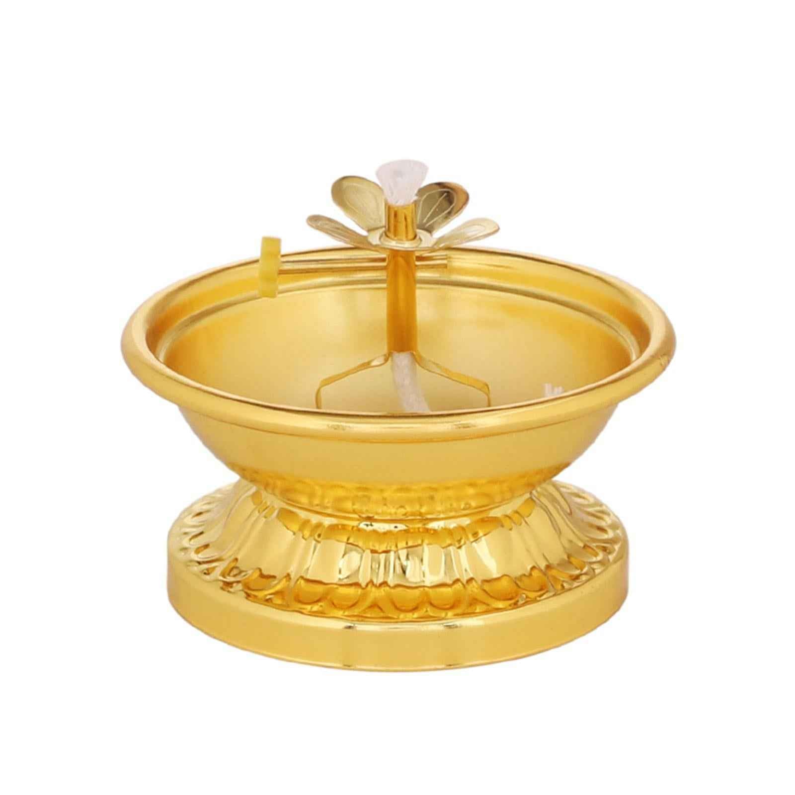 Ghee Lamp Holder Alloy Meditation Tea Light Holder for Desktop Bedroom Decor Style A