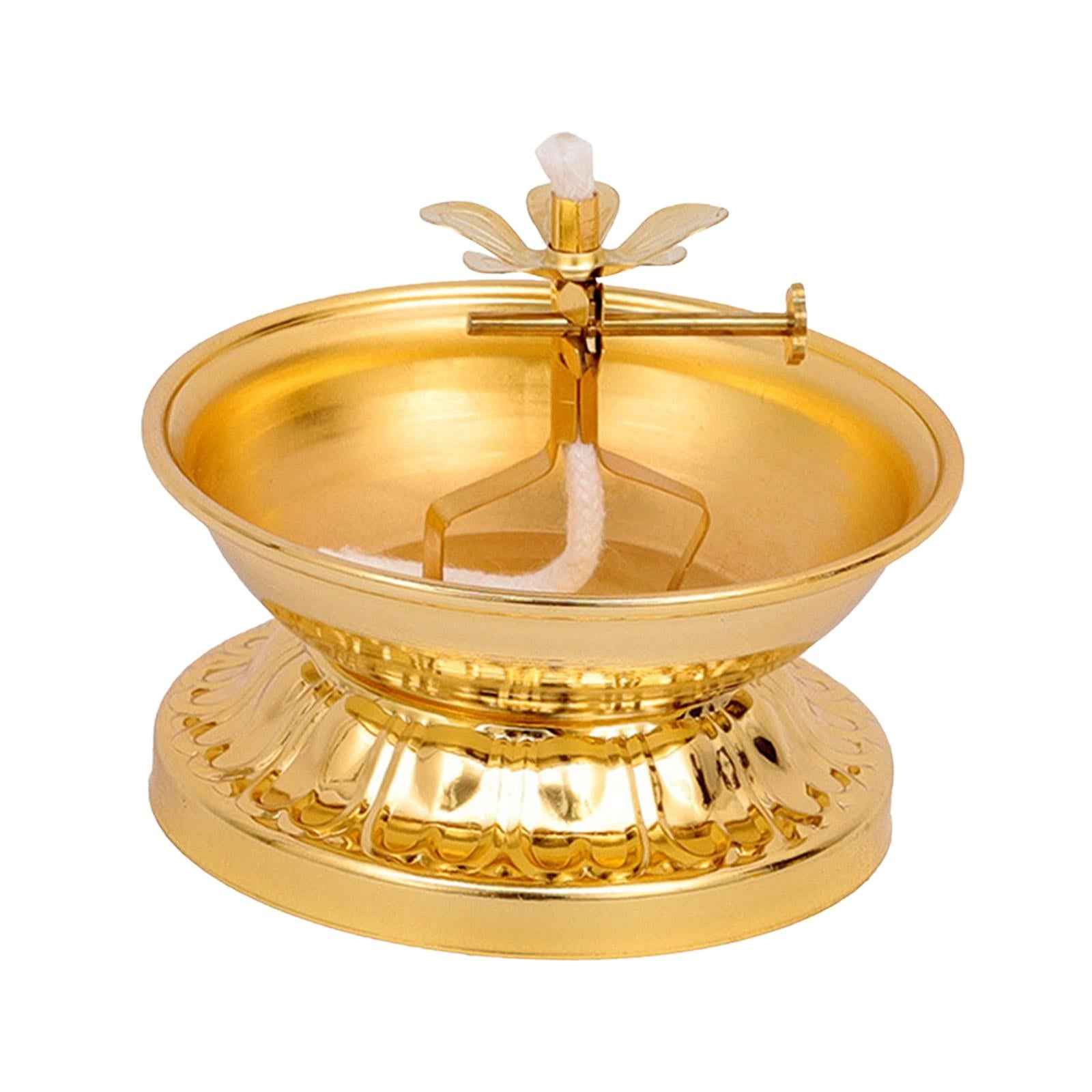Ghee Lamp Holder Alloy Meditation Tea Light Holder for Desktop Bedroom Decor Style B