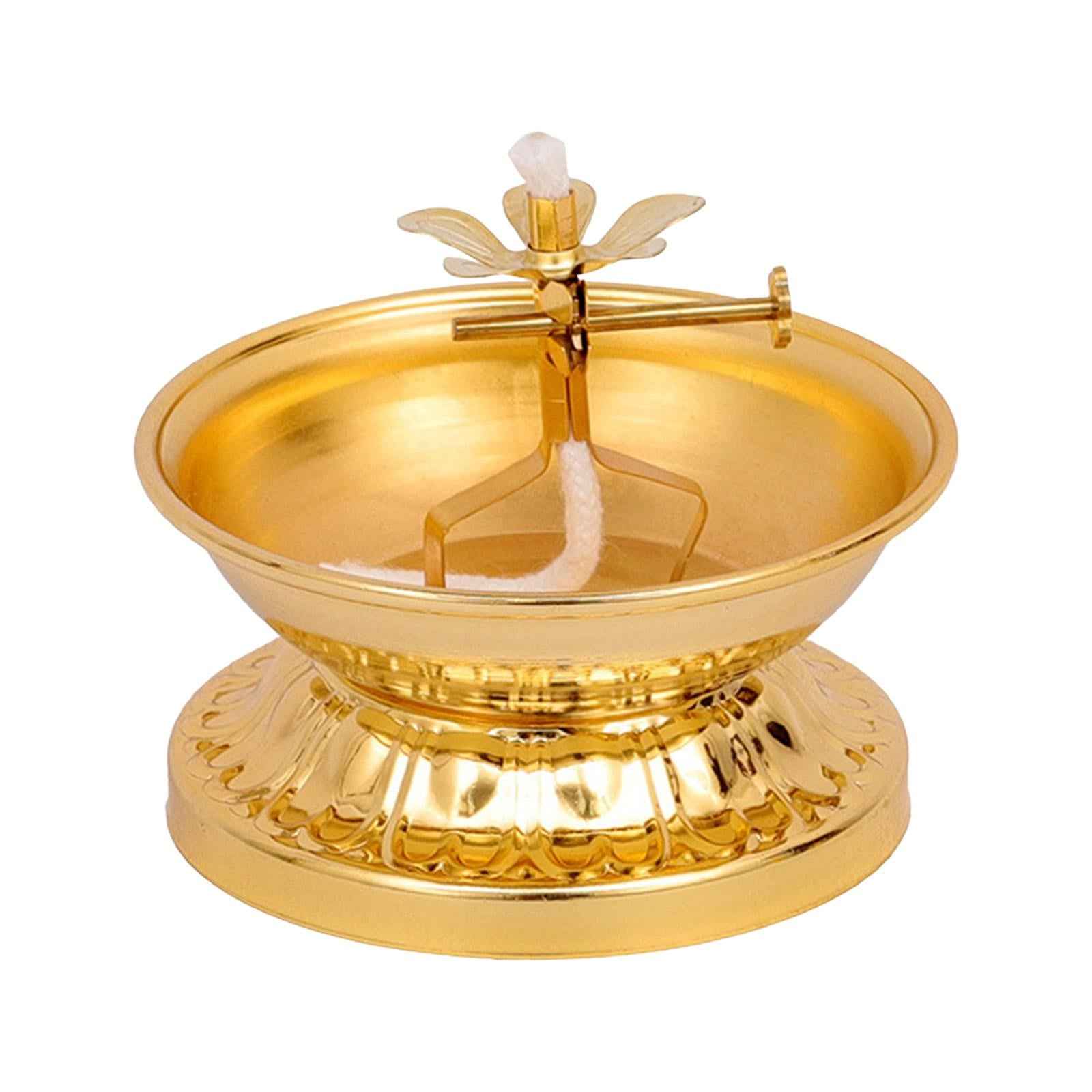 Ghee Lamp Holder Alloy Meditation Tea Light Holder for Desktop Bedroom Decor Style B