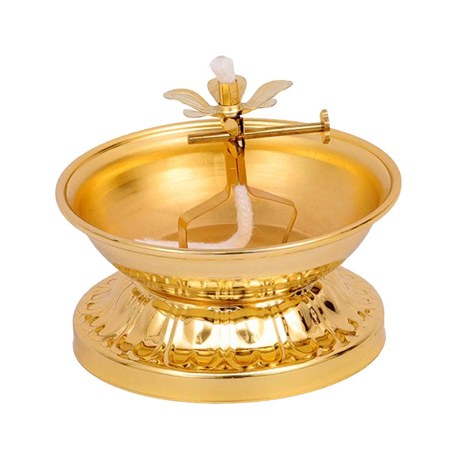 Ghee Lamp Holder Alloy Meditation Tea Light Holder for Desktop Bedroom Decor Style B
