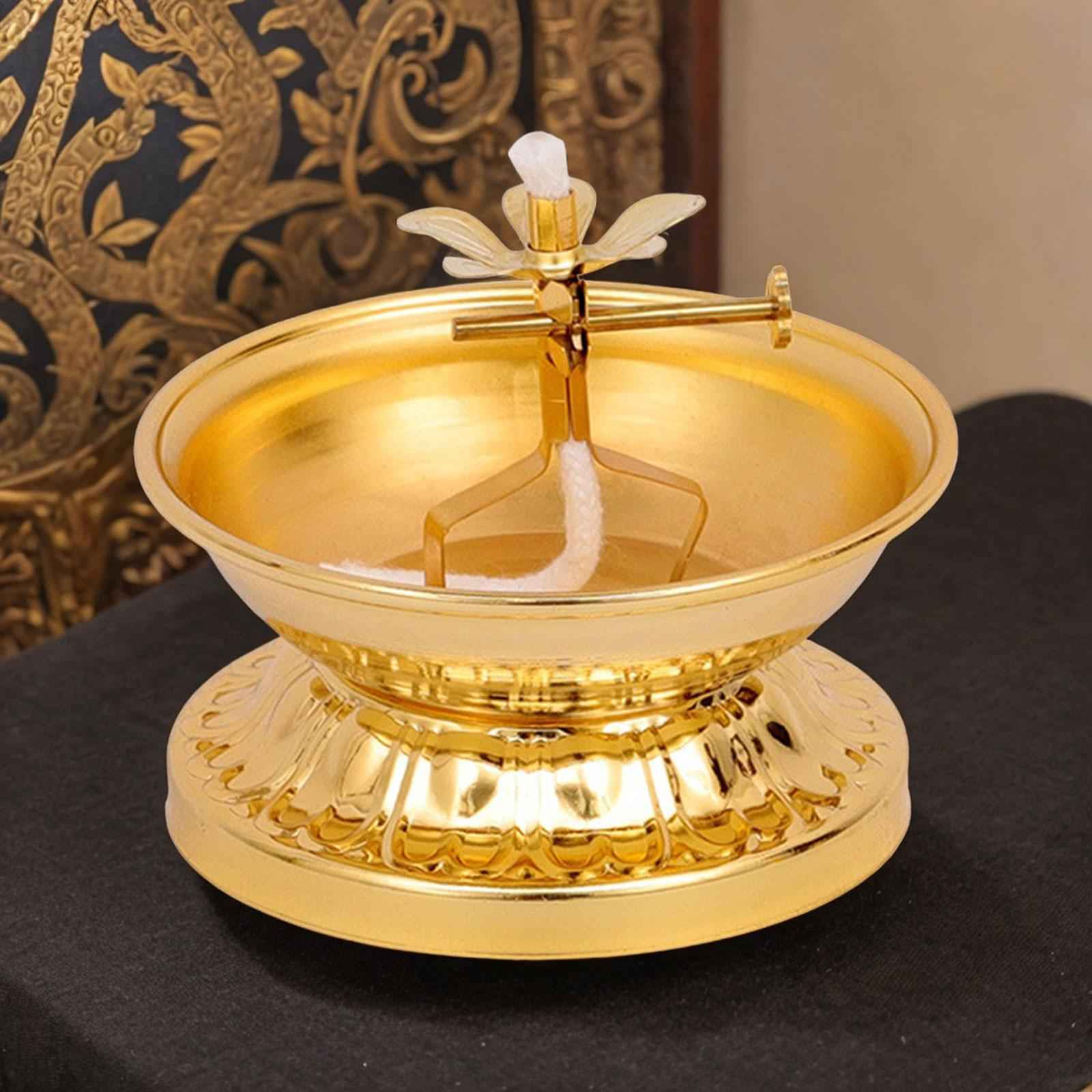 Ghee Lamp Holder Alloy Meditation Tea Light Holder for Desktop Bedroom Decor Style B