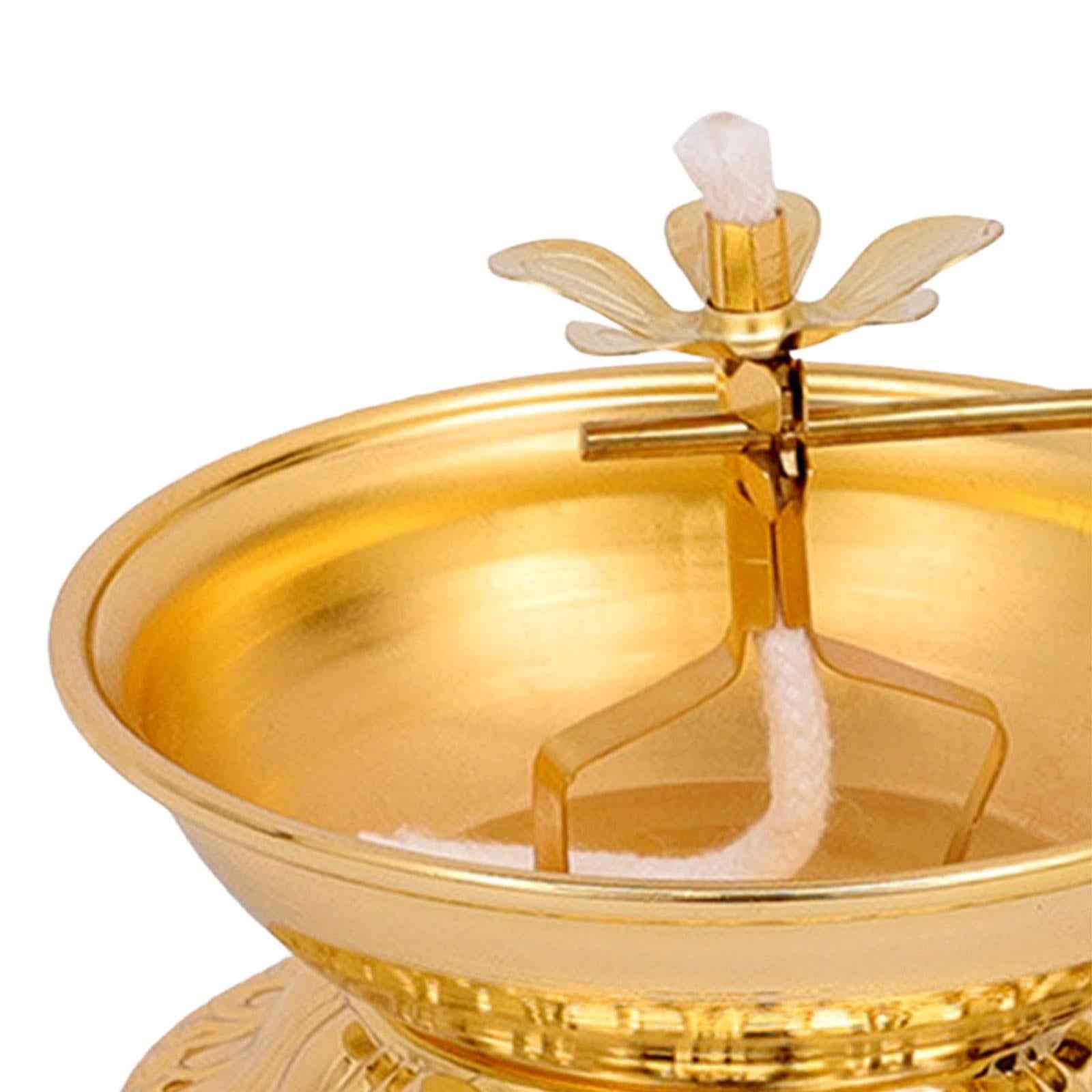 Ghee Lamp Holder Alloy Meditation Tea Light Holder for Desktop Bedroom Decor Style B