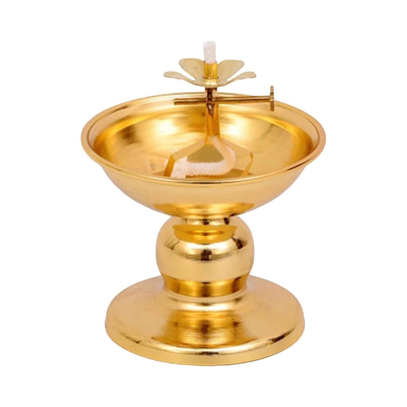 Ghee Lamp Holder Alloy Meditation Tea Light Holder for Desktop Bedroom Decor Style C