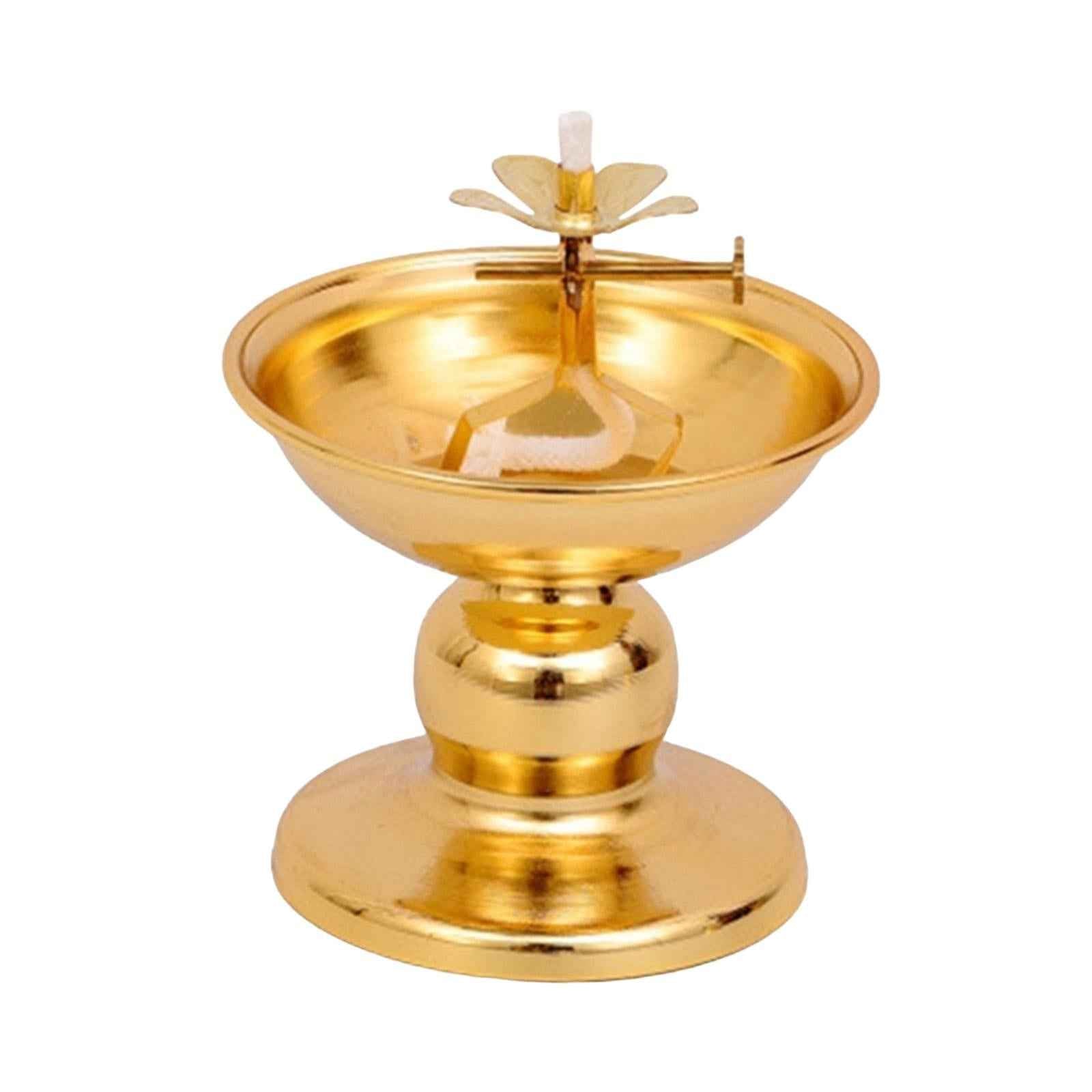 Ghee Lamp Holder Alloy Meditation Tea Light Holder for Desktop Bedroom Decor Style C