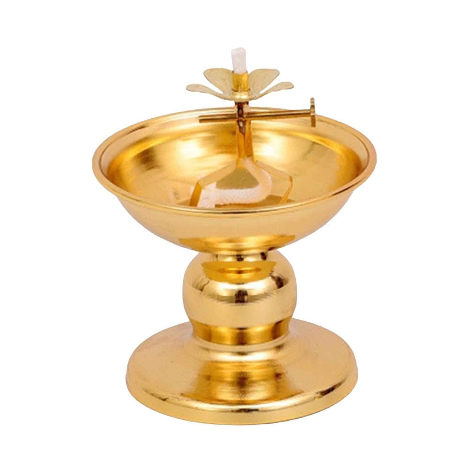 Ghee Lamp Holder Alloy Meditation Tea Light Holder for Desktop Bedroom Decor Style C