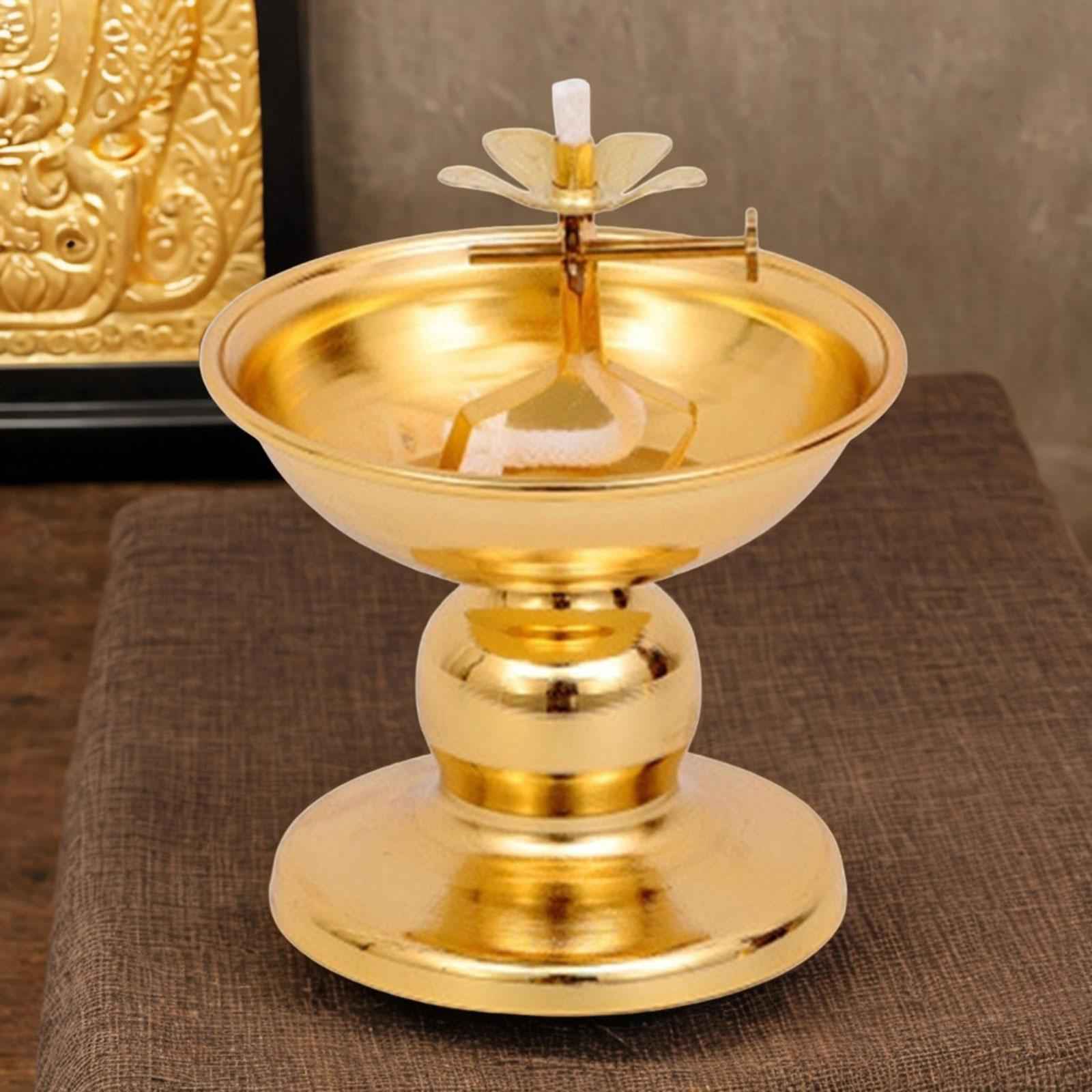 Ghee Lamp Holder Alloy Meditation Tea Light Holder for Desktop Bedroom Decor Style C