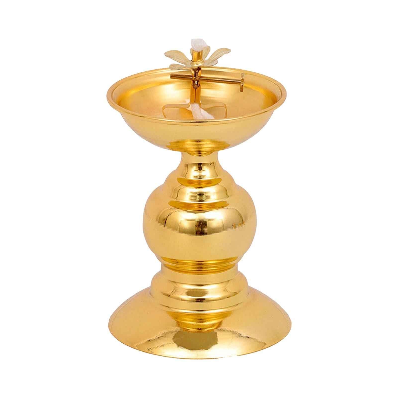 Ghee Lamp Holder Alloy Meditation Tea Light Holder for Desktop Bedroom Decor Style D