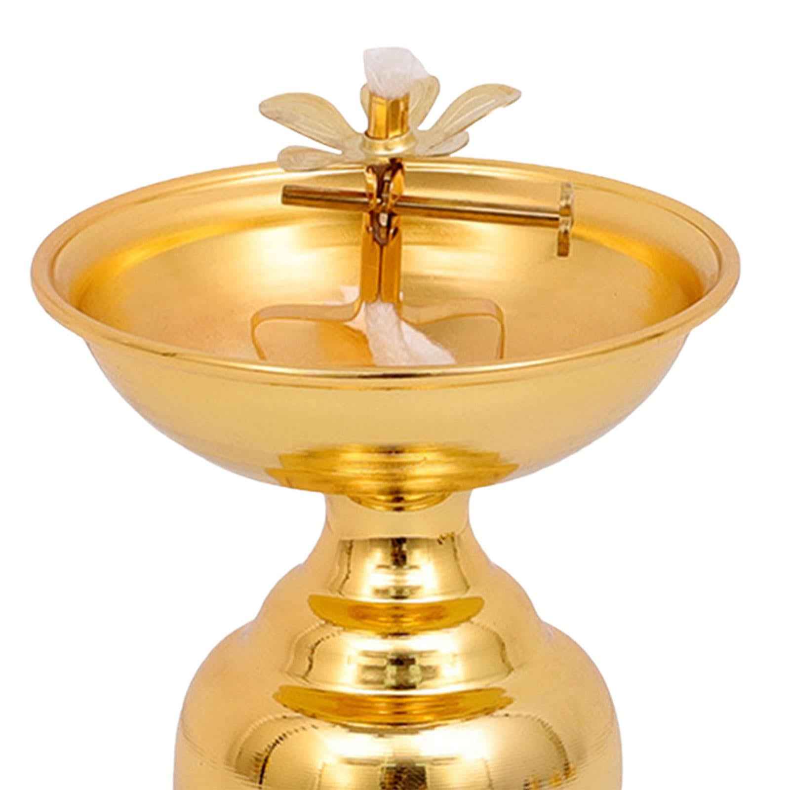 Ghee Lamp Holder Alloy Meditation Tea Light Holder for Desktop Bedroom Decor Style D