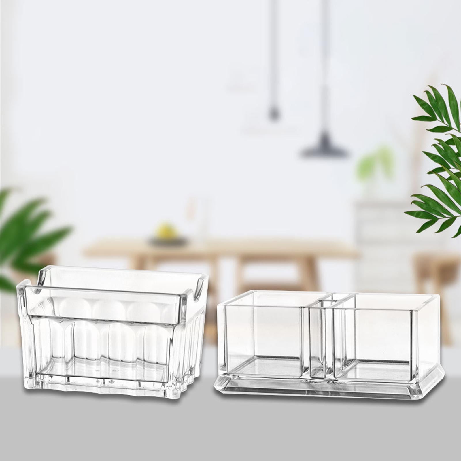 3xAcrylic Sugar Packet Holder Tissue Tea Bag Bowl for Coffee Bar Kitchen Hotel 8.8cmx6.2cmx5.5cm