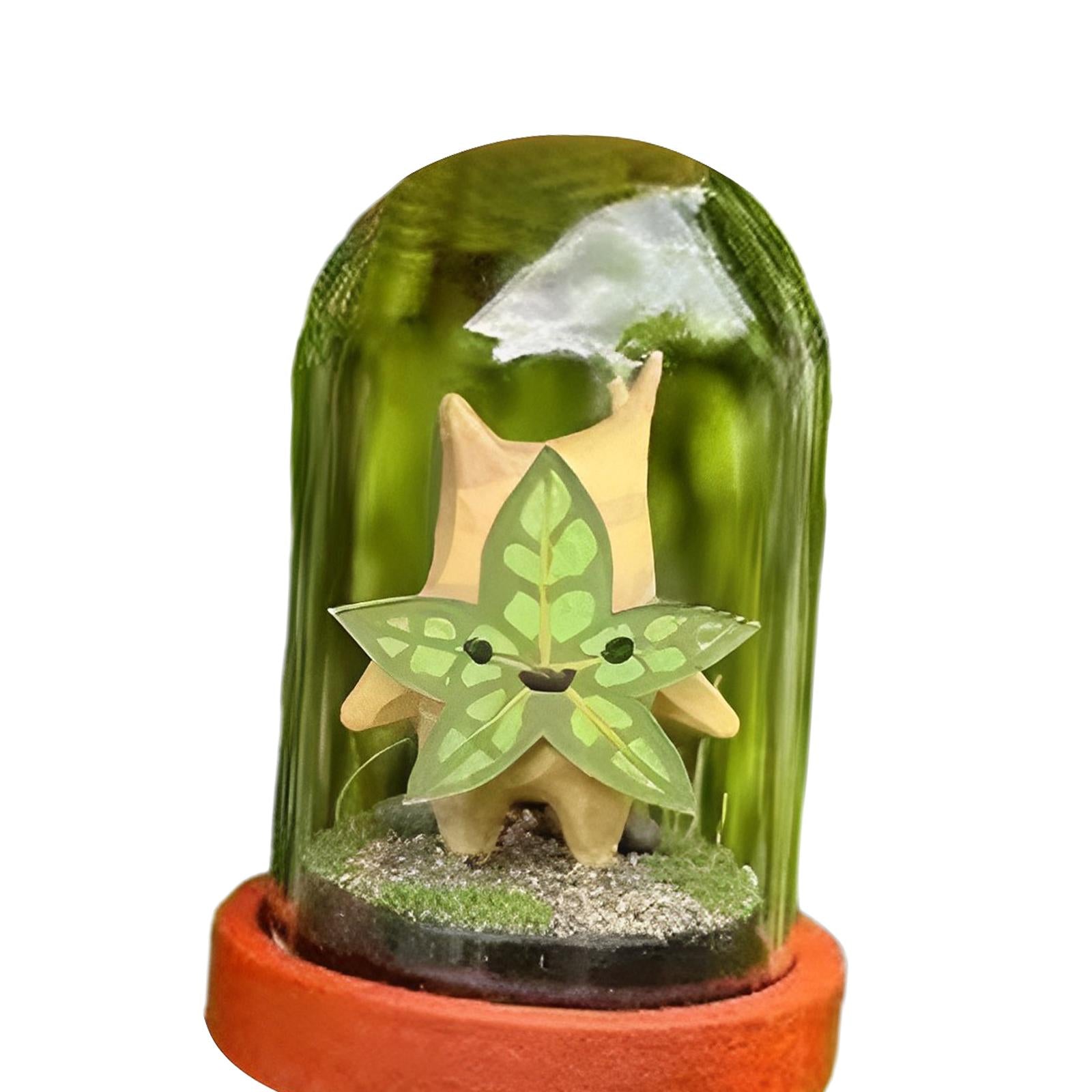 Transparent Glass Cover Dustproof Container Terrarium Micro Landscape Bottle Maple Leaf