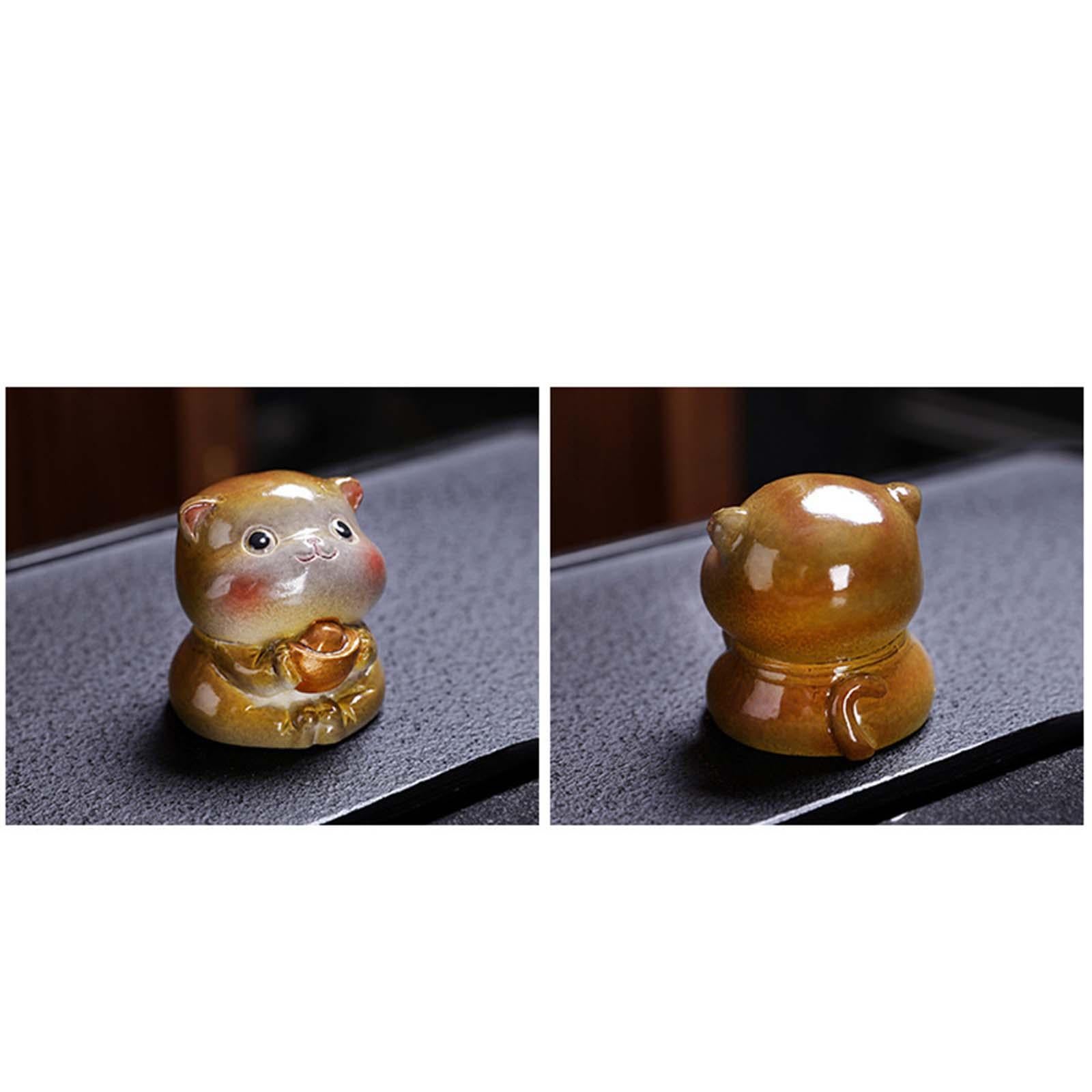 Tea Pet Cat Color Changing Animal Figurine for Tray Living Room Car Style D