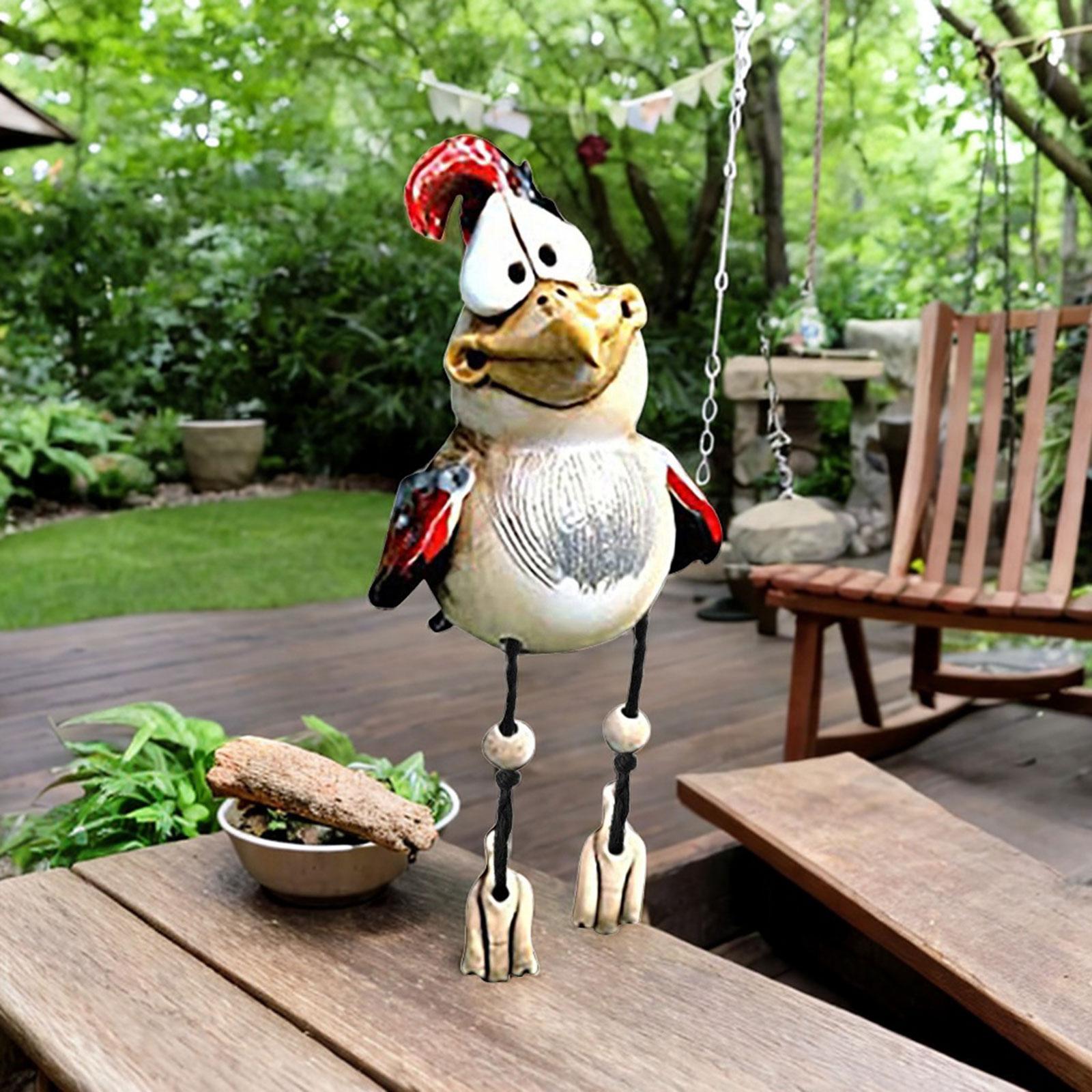 Rooster Garden Statue Resin Figurines Sculpture Ornament Desk Chicken Statue Red