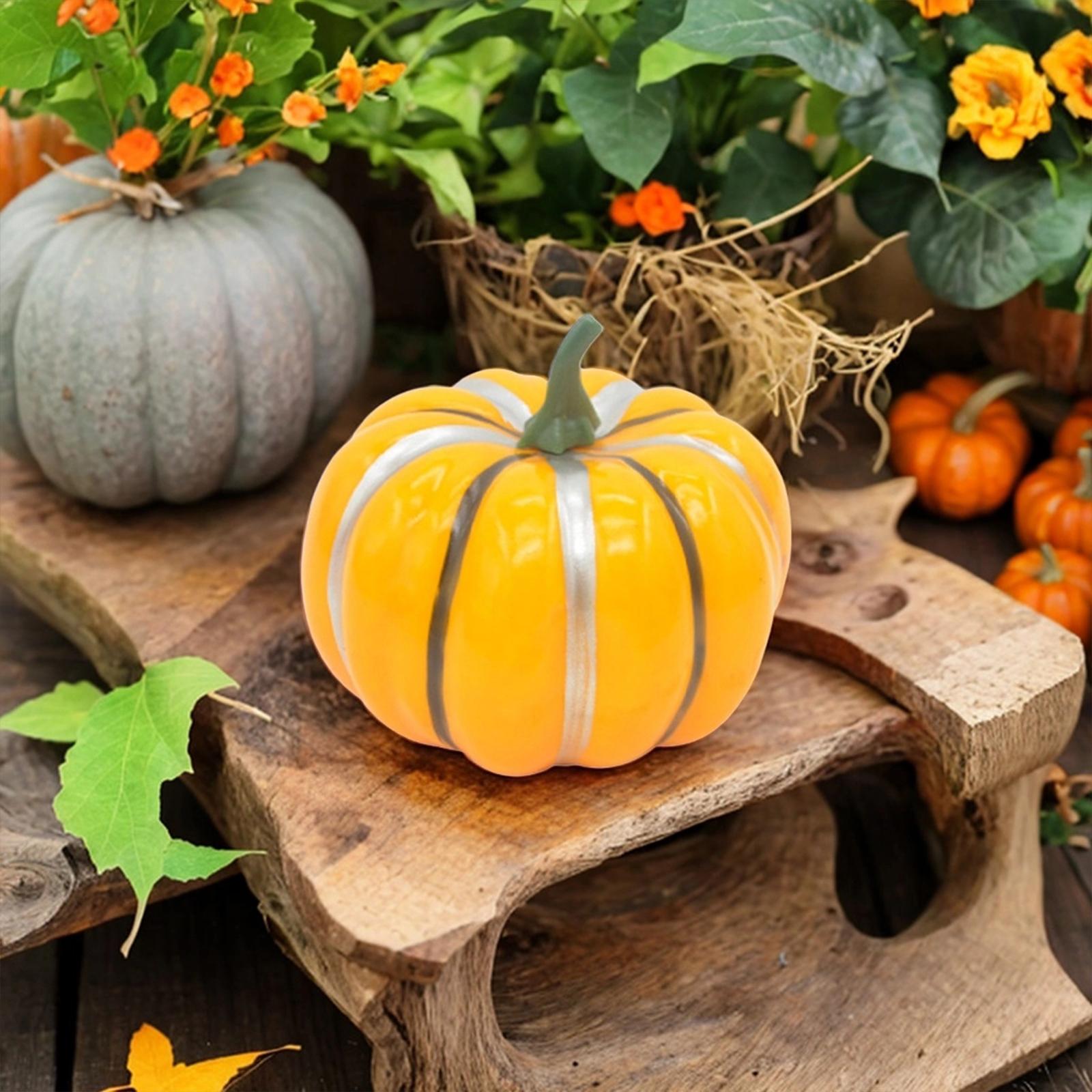 Artificial Pumpkin Decorative Pumpkin for Mantel Shelf Table Kitchen Style F