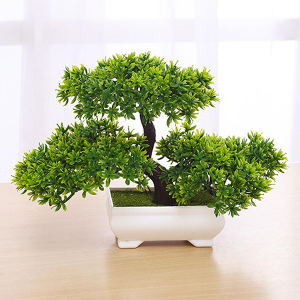 Artificial Bonsai Tree Desk Potted Japanese Pine Tree for Bathroom Fireplace
