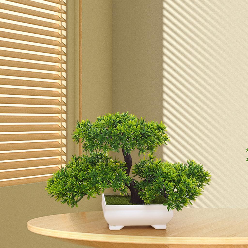 Artificial Bonsai Tree Desk Potted Japanese Pine Tree for Bathroom Fireplace