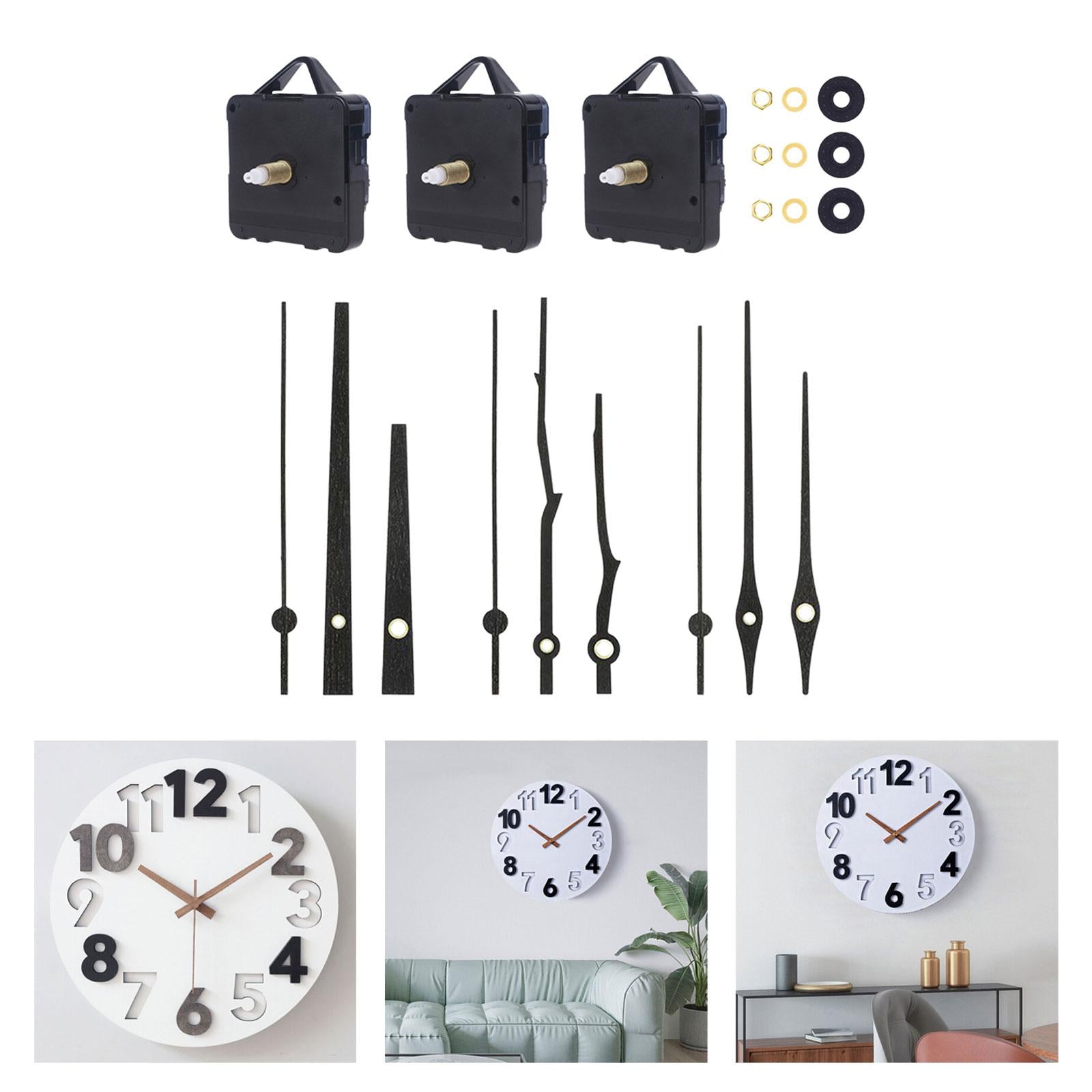 3 Pieces Clock Movement with Walnut Wood Clock Hands Silent for 12inch Clock