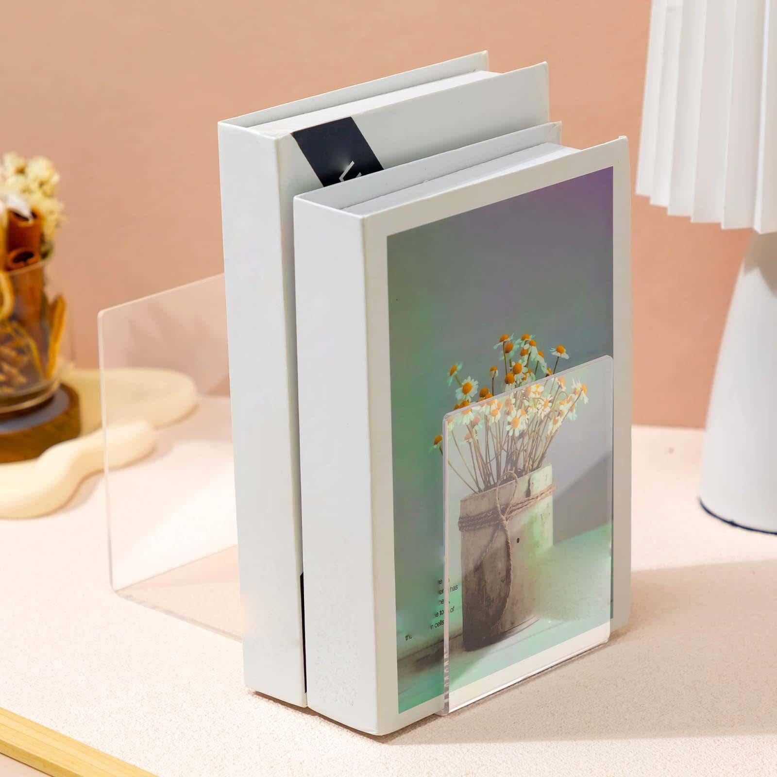 Bookshelf Binder Stand Acrylic Bookends for Office Vinyl Records Video Games