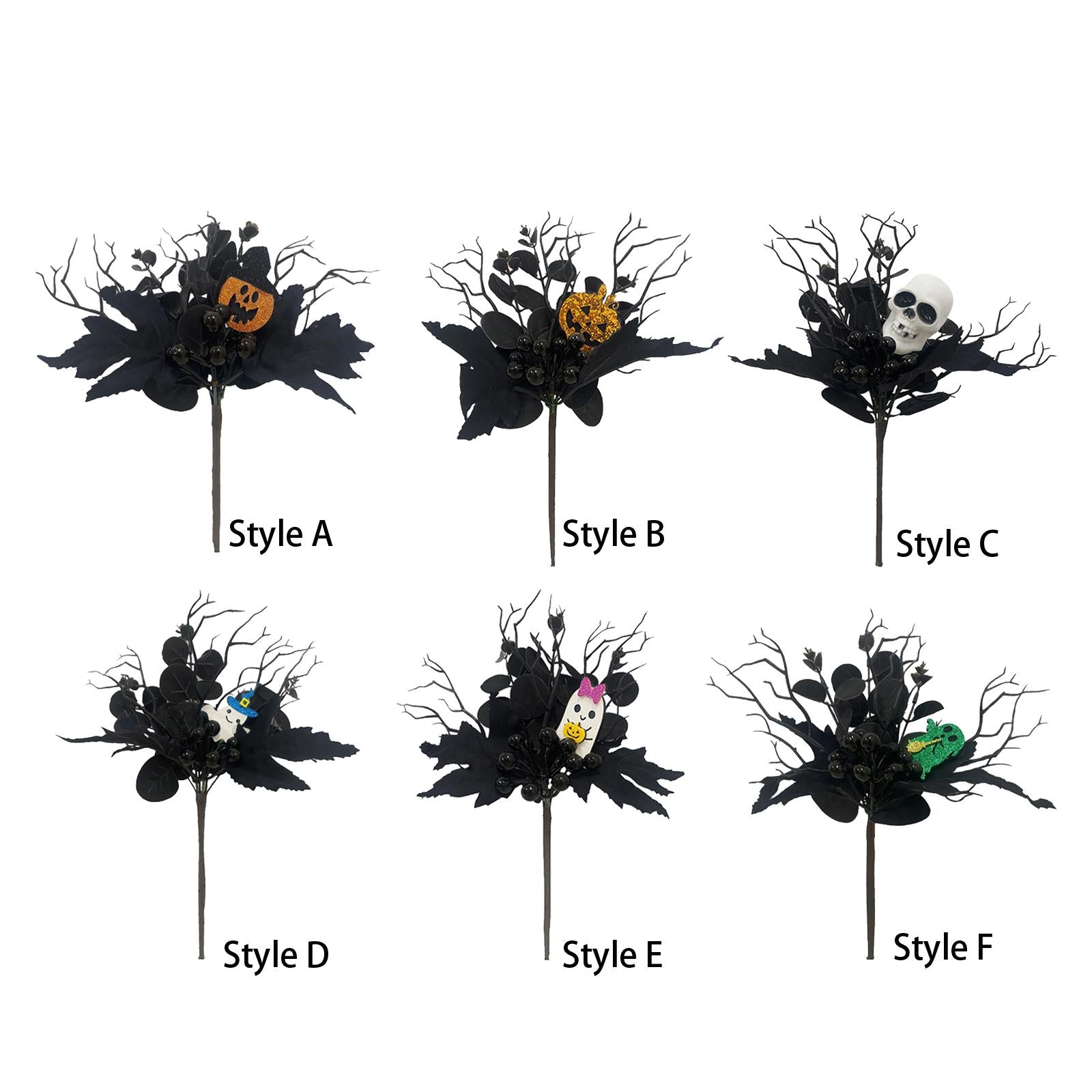Artificial Maple Leaf Branch Long Stem Ornament for DIY Craft Holiday Garden Style A