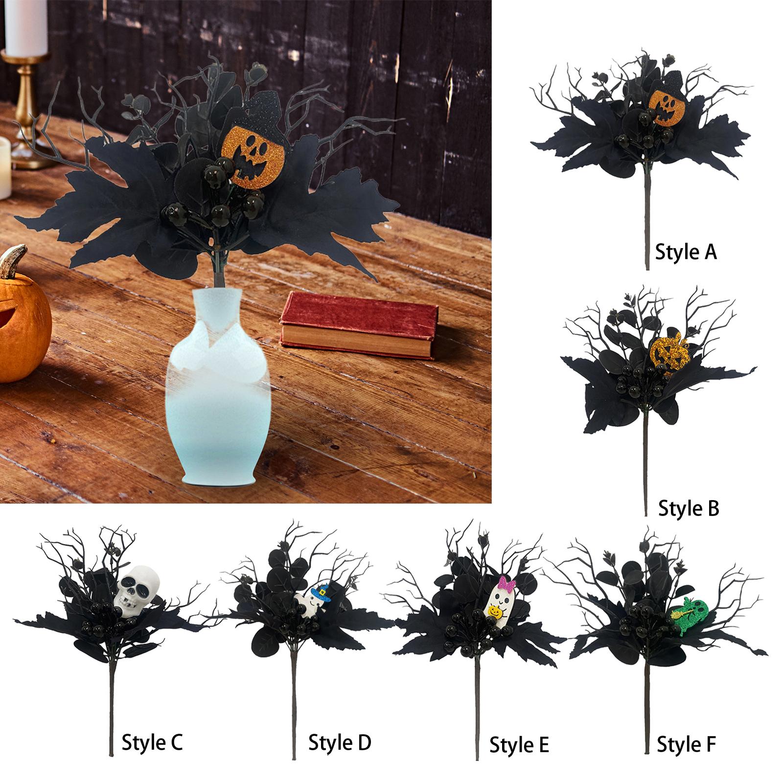 Artificial Maple Leaf Branch Long Stem Ornament for DIY Craft Holiday Garden Style A
