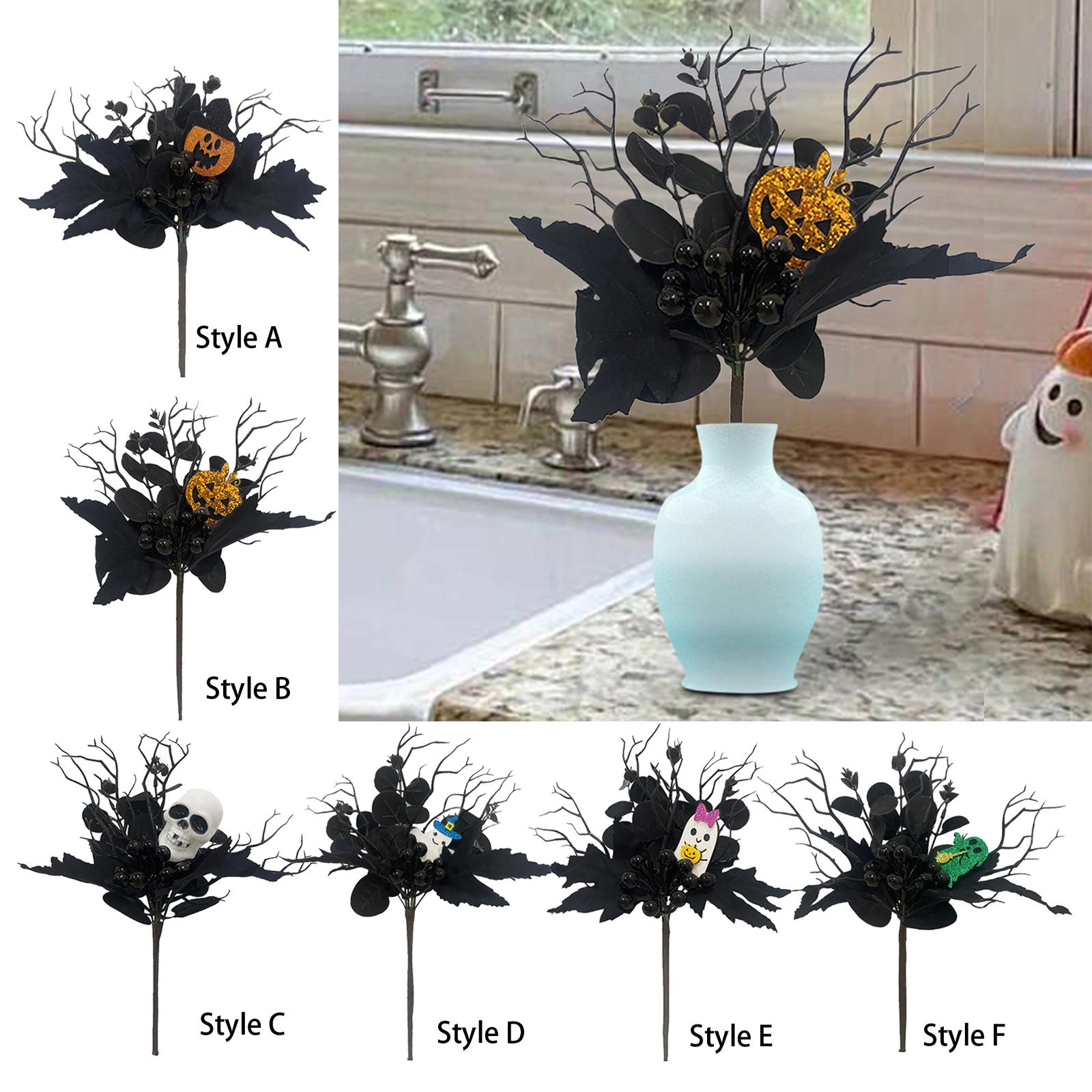 Artificial Maple Leaf Branch Long Stem Ornament for DIY Craft Holiday Garden Style A