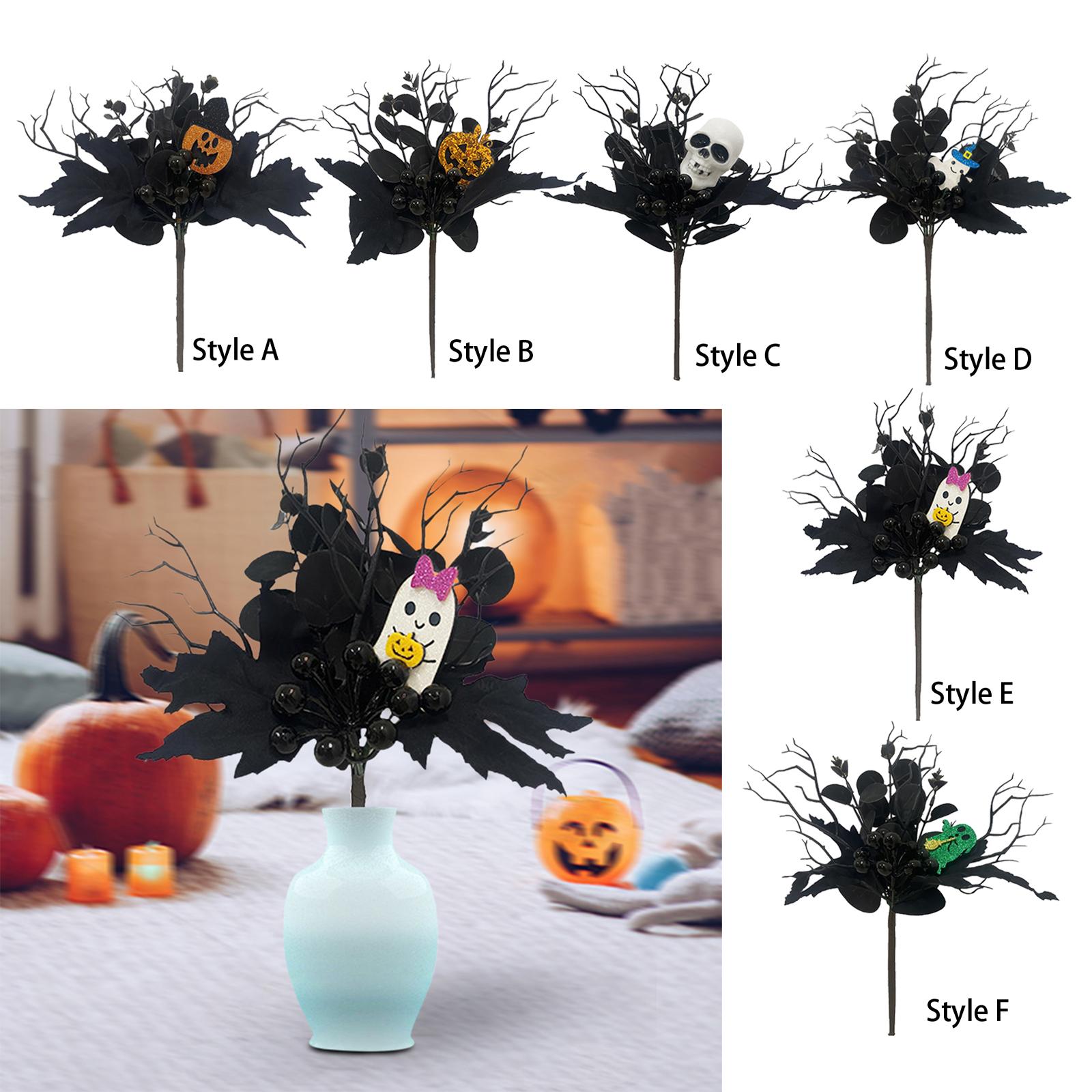 Artificial Maple Leaf Branch Long Stem Ornament for DIY Craft Holiday Garden Style A