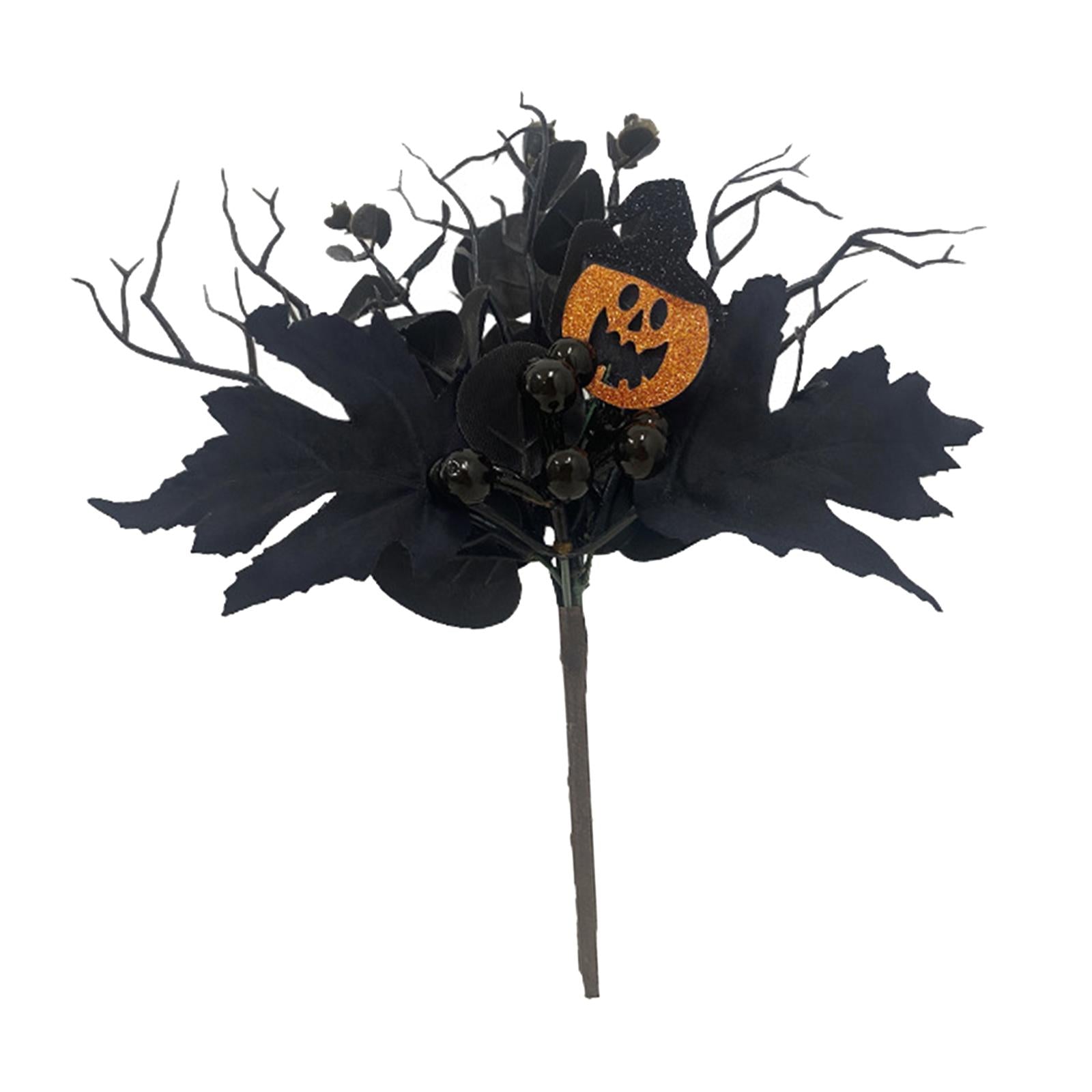 Artificial Maple Leaf Branch Long Stem Ornament for DIY Craft Holiday Garden Style A