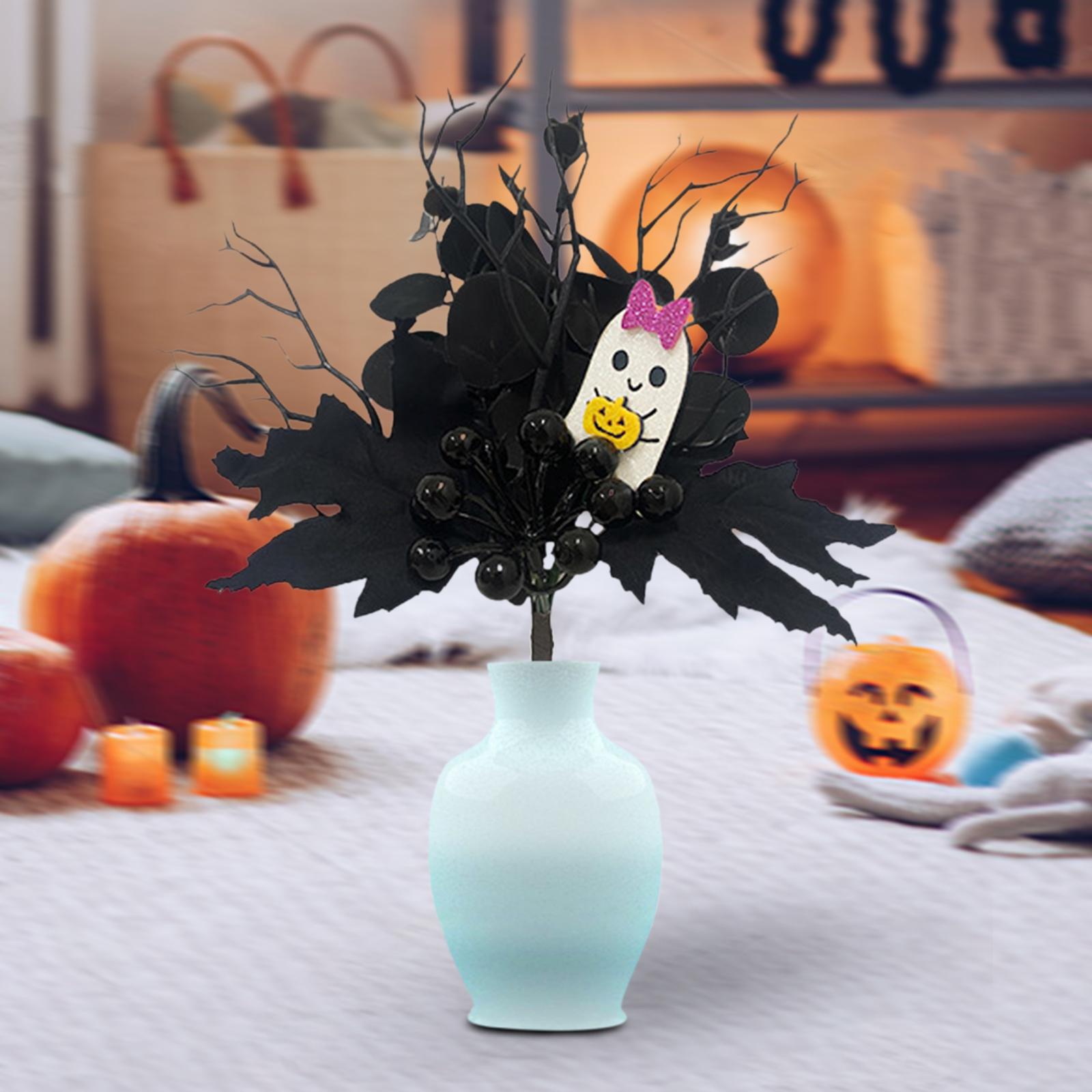 Artificial Maple Leaf Branch Long Stem Ornament for DIY Craft Holiday Garden Style E