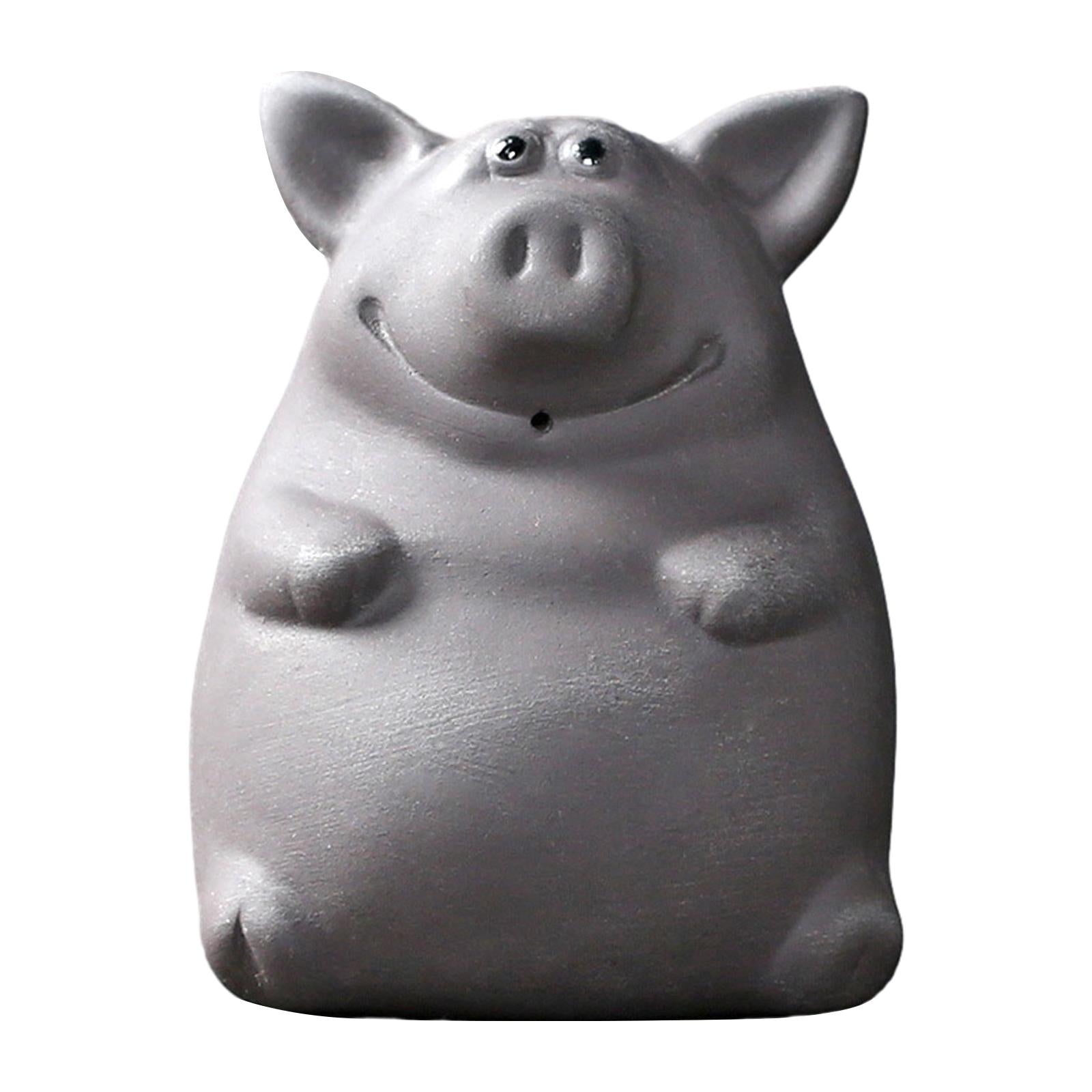Ceramic Clay Pig Mini Tea Pet Figurine DIY Terrarium Crafts Black